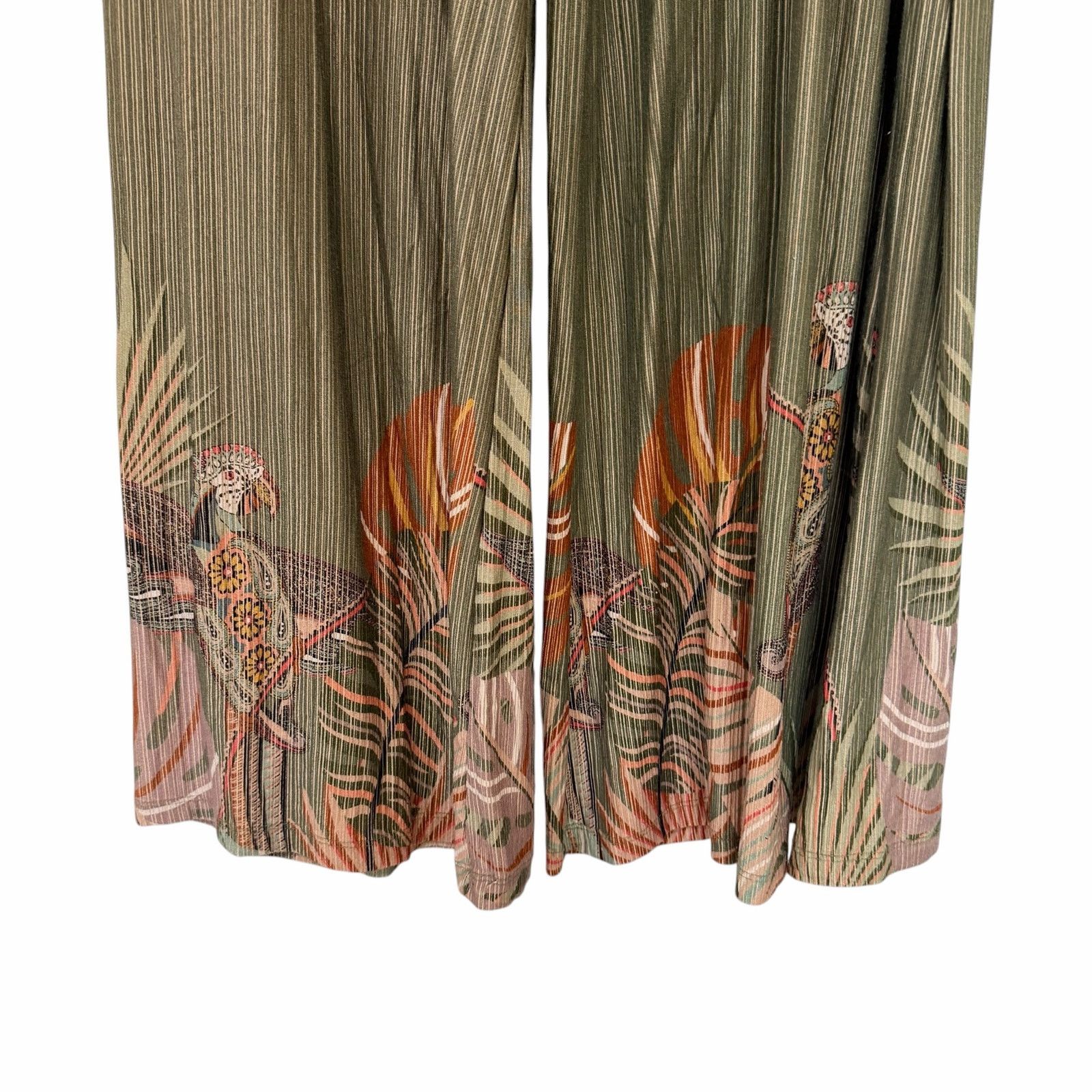 Other Farm Rio Guadaloupe Wide Leg Pants Olive Green Tropical Sz M Size 30" / US 8 / IT 44 - 2 Thumbnail