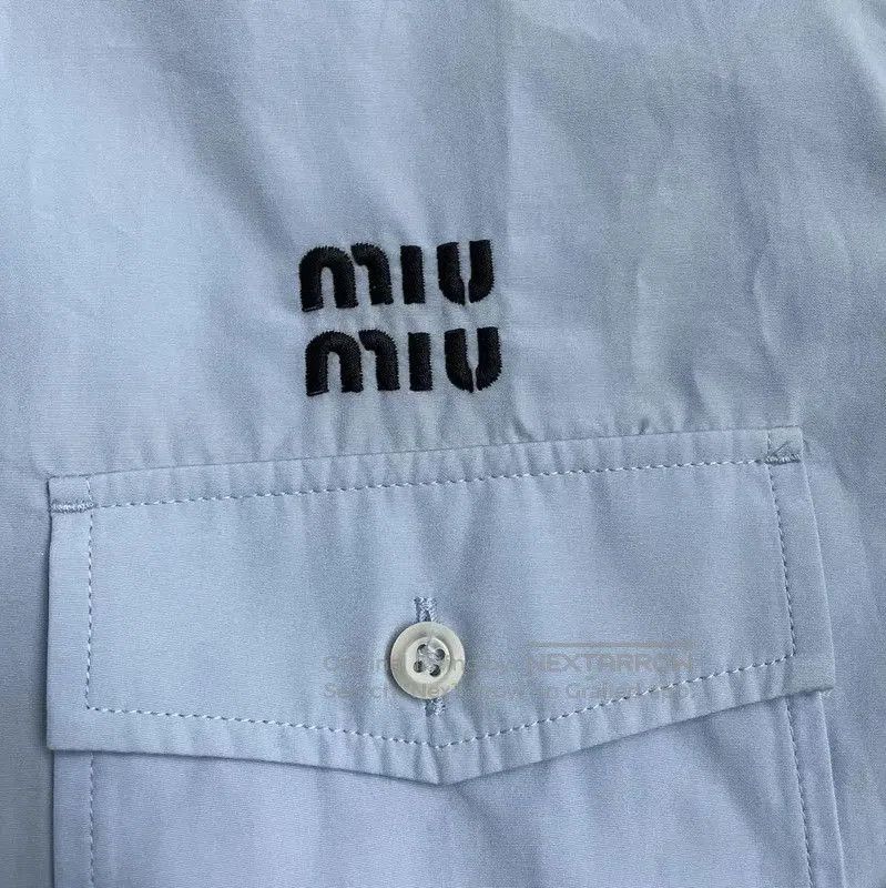 Miu Miu Miu Miu Light Blue Cotton Blouse for Women . Size M / US 6-8 / IT 42-44 - 3 Thumbnail