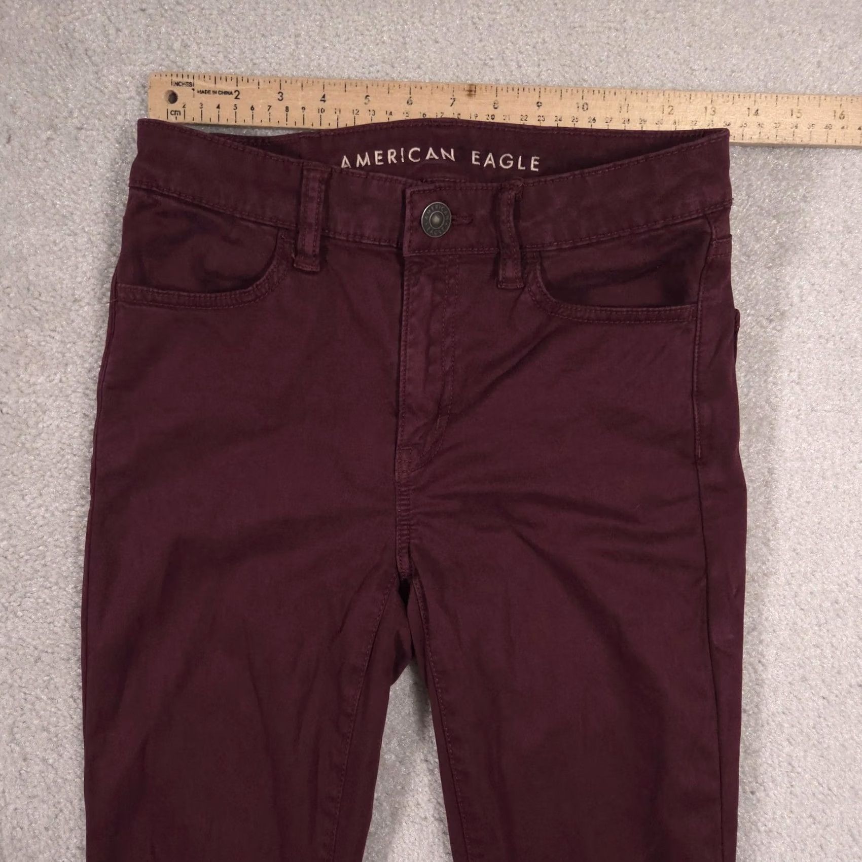American Eagle Outfitters American Eagle Hi-Rise Jeans Womens 2 Red Dark Wash Skinny Stretch Denim Size 26" / US 2 / IT 38 - 5 Thumbnail