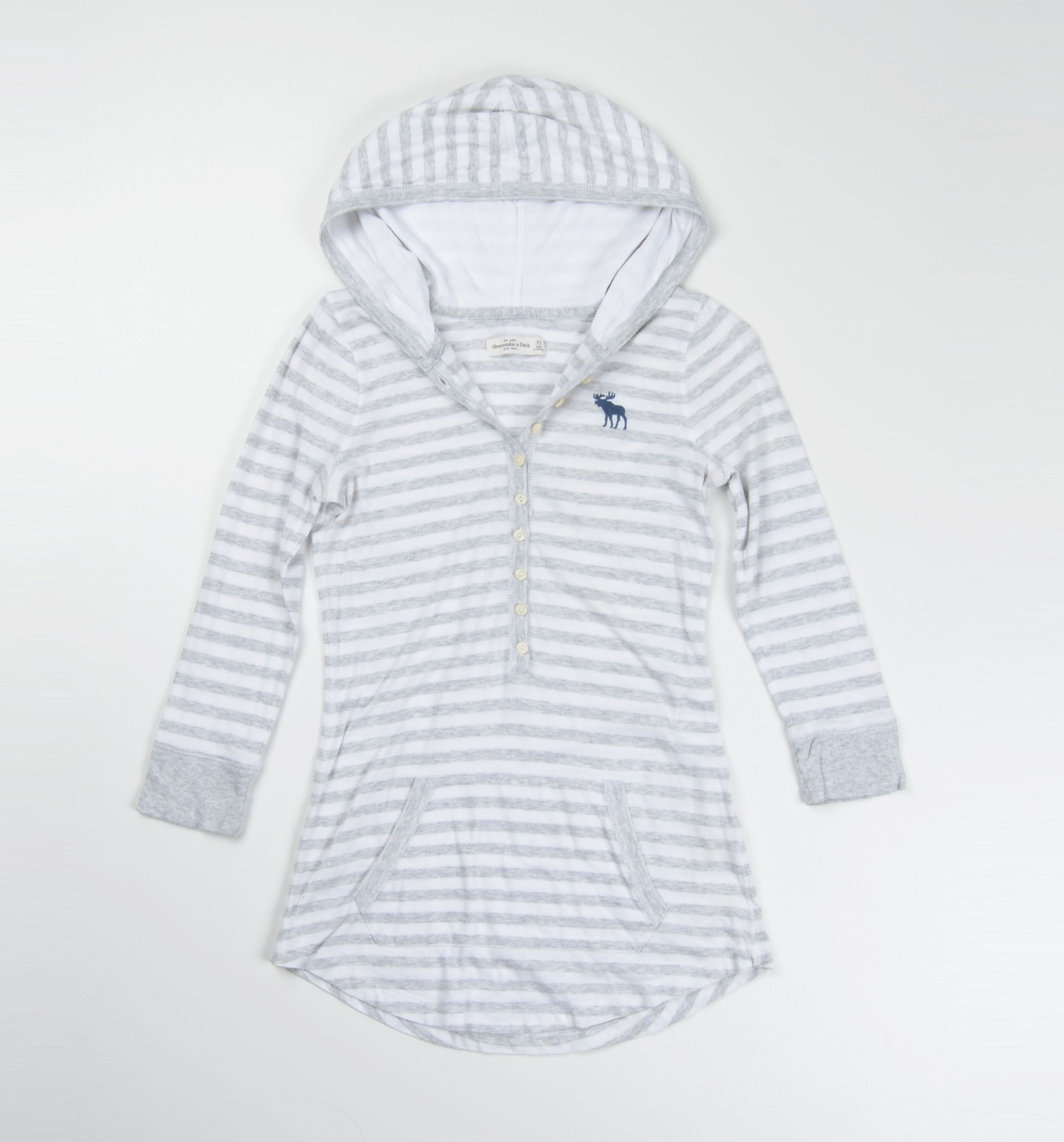 Abercrombie & Fitch Vintage Abercrombie & Fitch Y2K Hooded Striped Baby Doll Top Size XS / US 0-2 / IT 36-38 - 4 Thumbnail