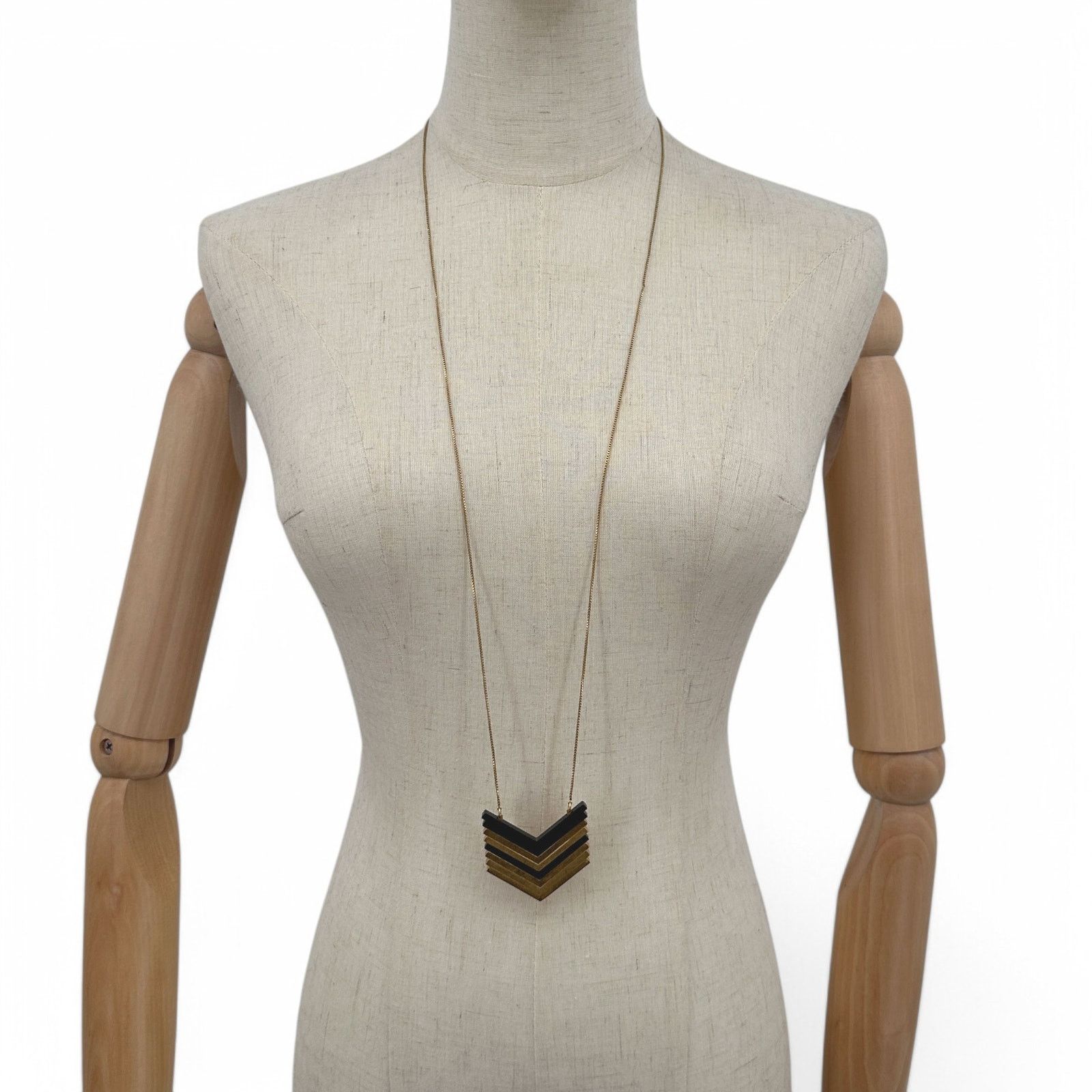 Madewell Madewell Chevron Necklace Gold Tone and Black Adjustable Size ONE SIZE - 3 Thumbnail