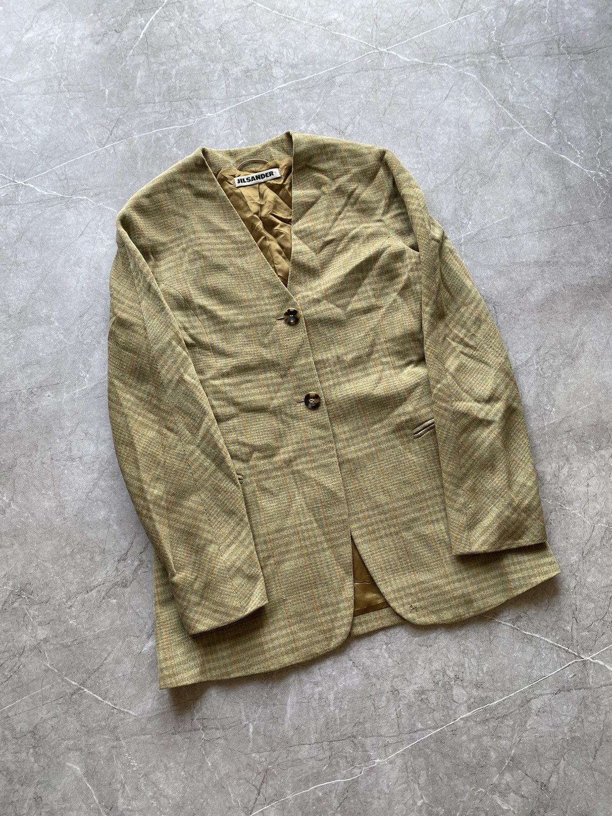 Jil Sander Vintage Jil Sander Wool Blend Nova Check Viskose Blazer Size XS / US 0-2 / IT 36-38 - 1 Thumbnail