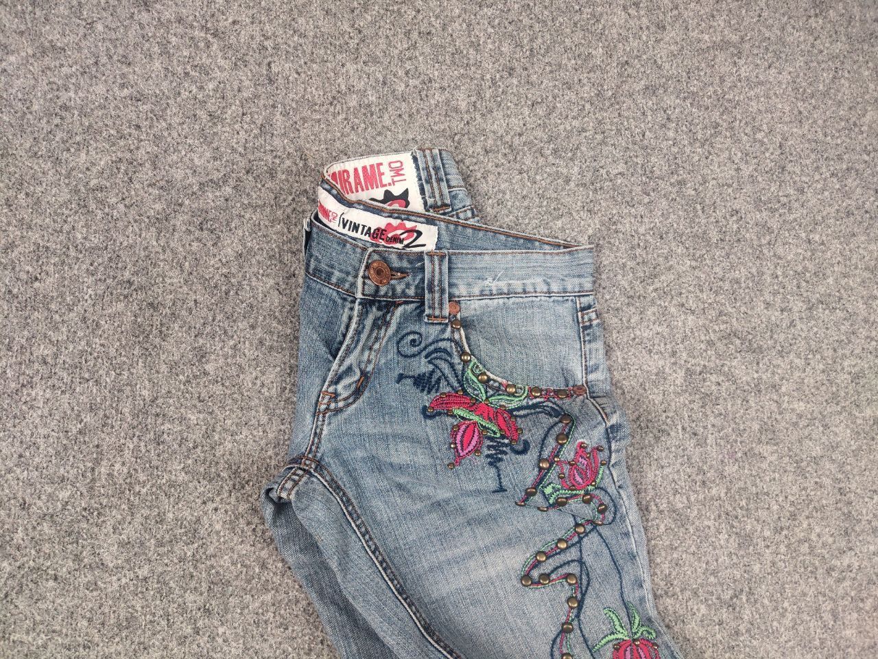 If Six Was Nine Mirame vintage Y2K Style logo Blue Faded denim Flared Jeans Size 31" - 3 Thumbnail