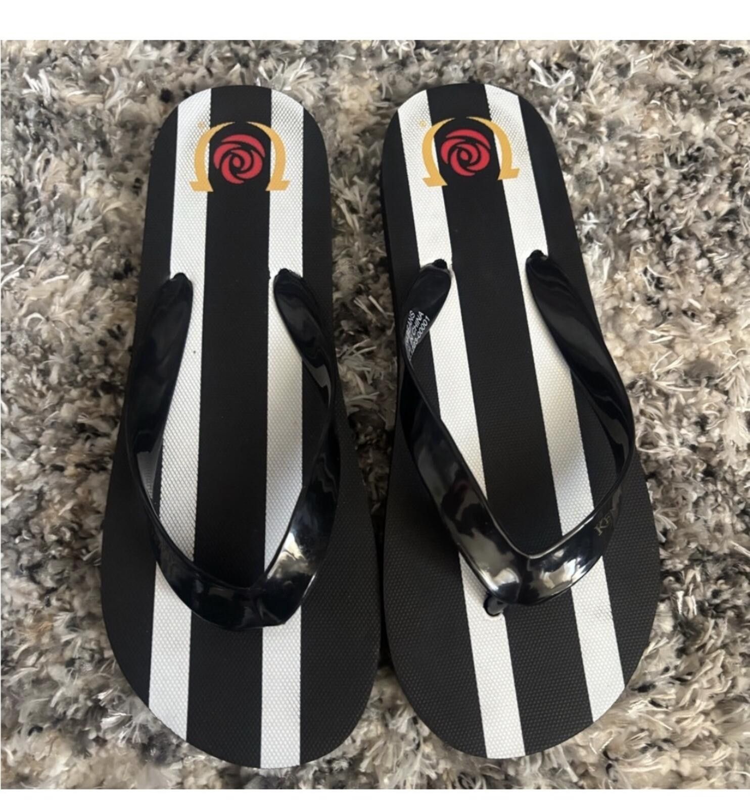 Other (Kentucky Derby) Black and White Striped Flip Flops Size US 8 / IT 38 - 1 Thumbnail