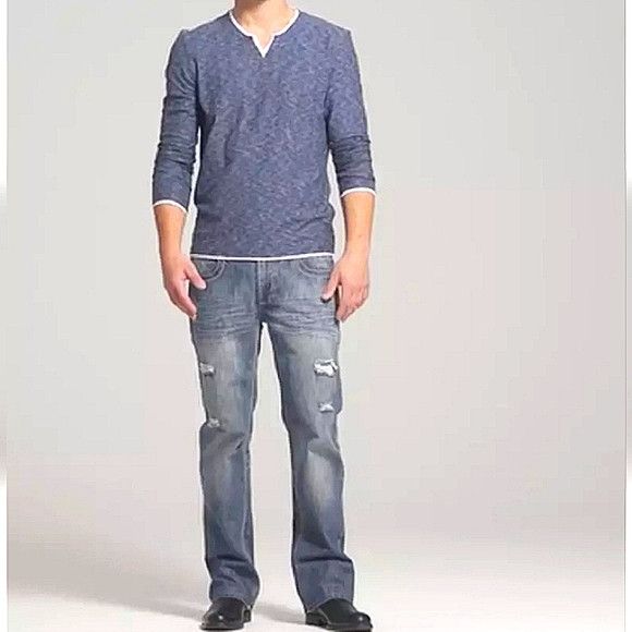 I.N.C INC Replen Heathered Split V-Neck Long Sleeve Knit Tee NWT Size US XXL / EU 58 / 5 - 2 Thumbnail