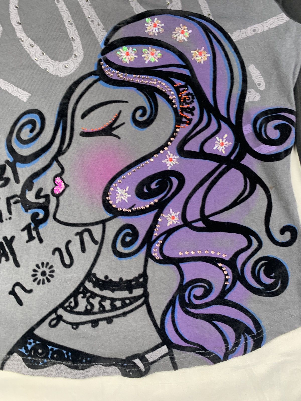 Japanese Brand 2000s art de dion Japan Girl Velvet Print Graphic Top Size L / US 10 / IT 46 - 5 Thumbnail