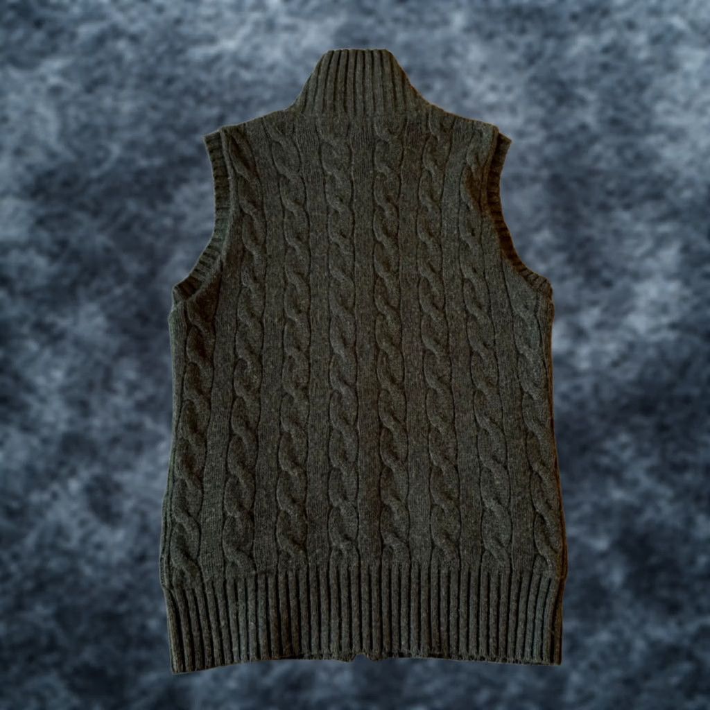 Ralph Lauren Ralph Lauren Black Label Sweater Womens S Dark Green Women Cable Knit Zip Cashmere Vest Size S / US 4 / IT 40 - 1 Thumbnail