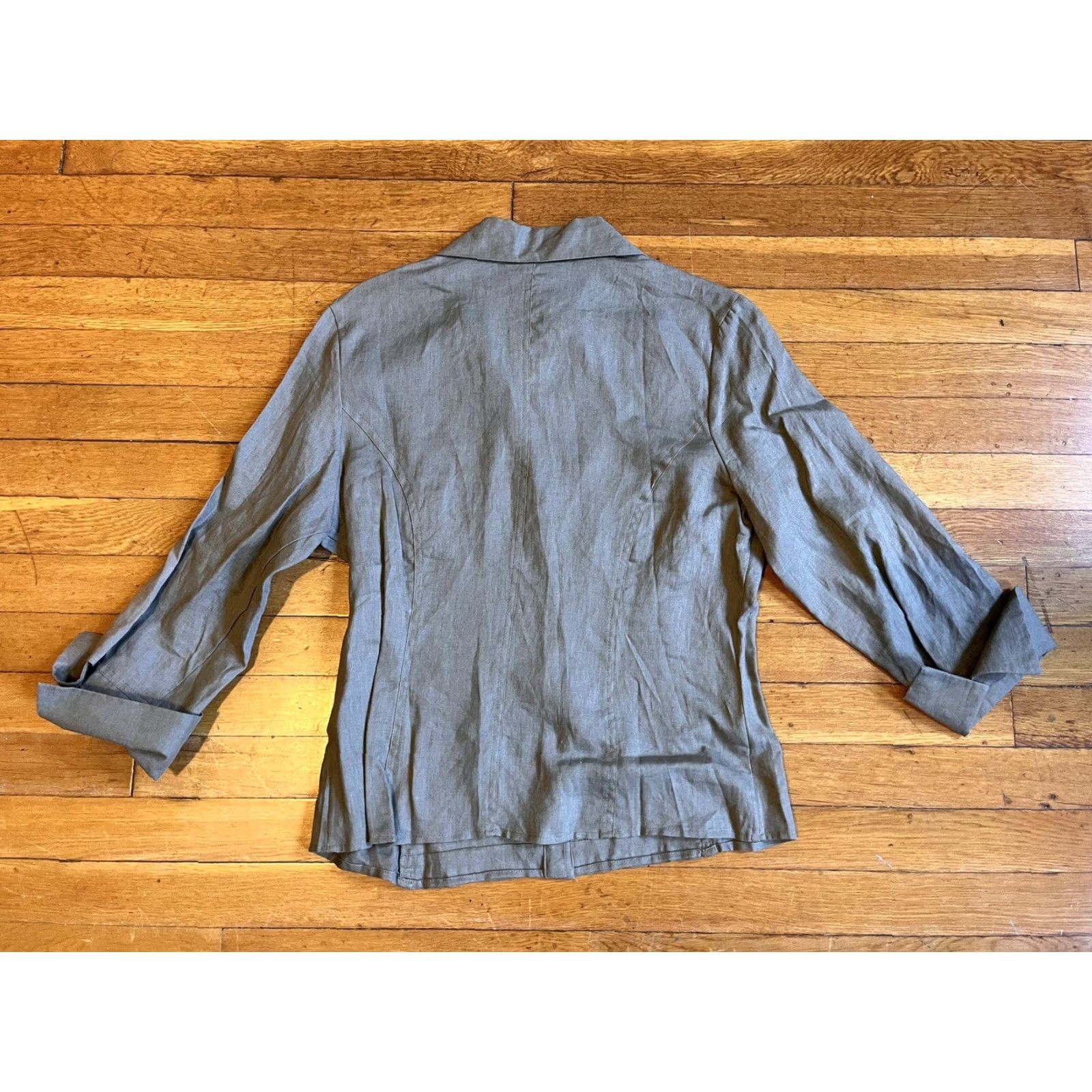 Vintage **VINTAGE Tracy M Women's Large Grey Linen Collared Button-Up 90s** User: Vintage Tracy M Women's Large Grey Linen Collared Button-Up 90s Size L / US 10 / IT 46 - 7 Thumbnail