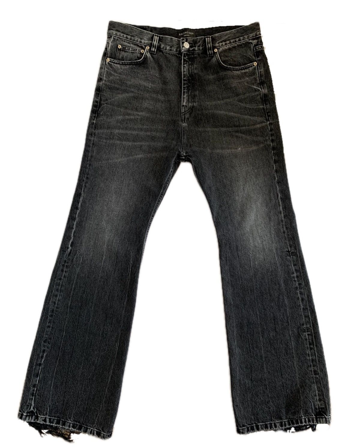 image of Balenciaga Flared “Lost” Denim in Black, Men's (Size 34)