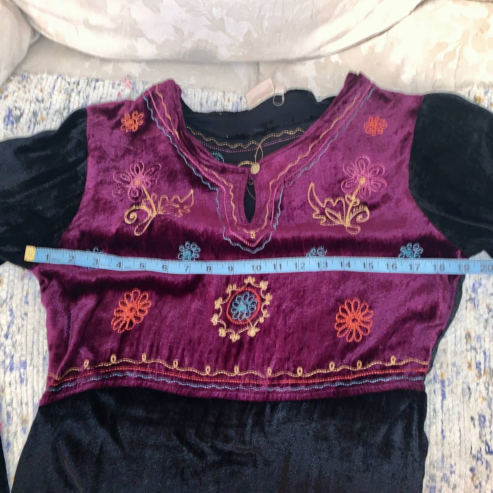 Vintage VINTAGE VELVET EMBROIDERED Hippie Boho CAFTAN Kaftan Dress Size M / US 6-8 / IT 42-44 - 8 Thumbnail