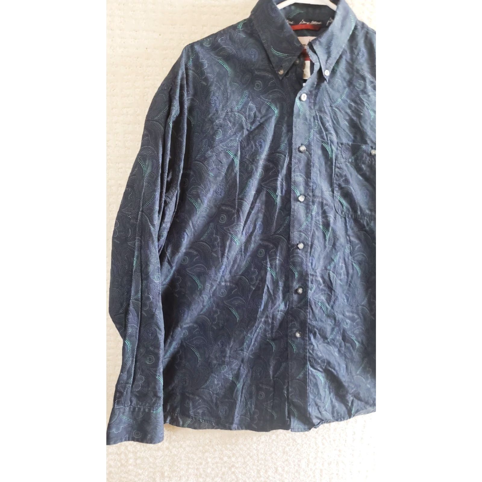 Wrangler Wrangler George Strait Shirt Men Large Blue Paisley Cowboy Cut Button-Up Long Sleeve Cowboy/Navy Blue Size US L / EU 52-54 / 3 - 4 Thumbnail