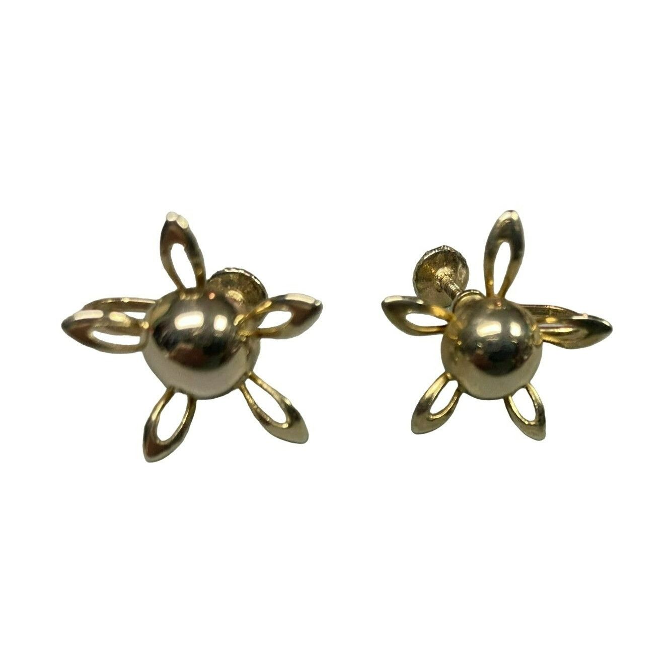 Other Vintage Gold-Tone Floral Screwback Earrings Size ONE SIZE - 4 Thumbnail