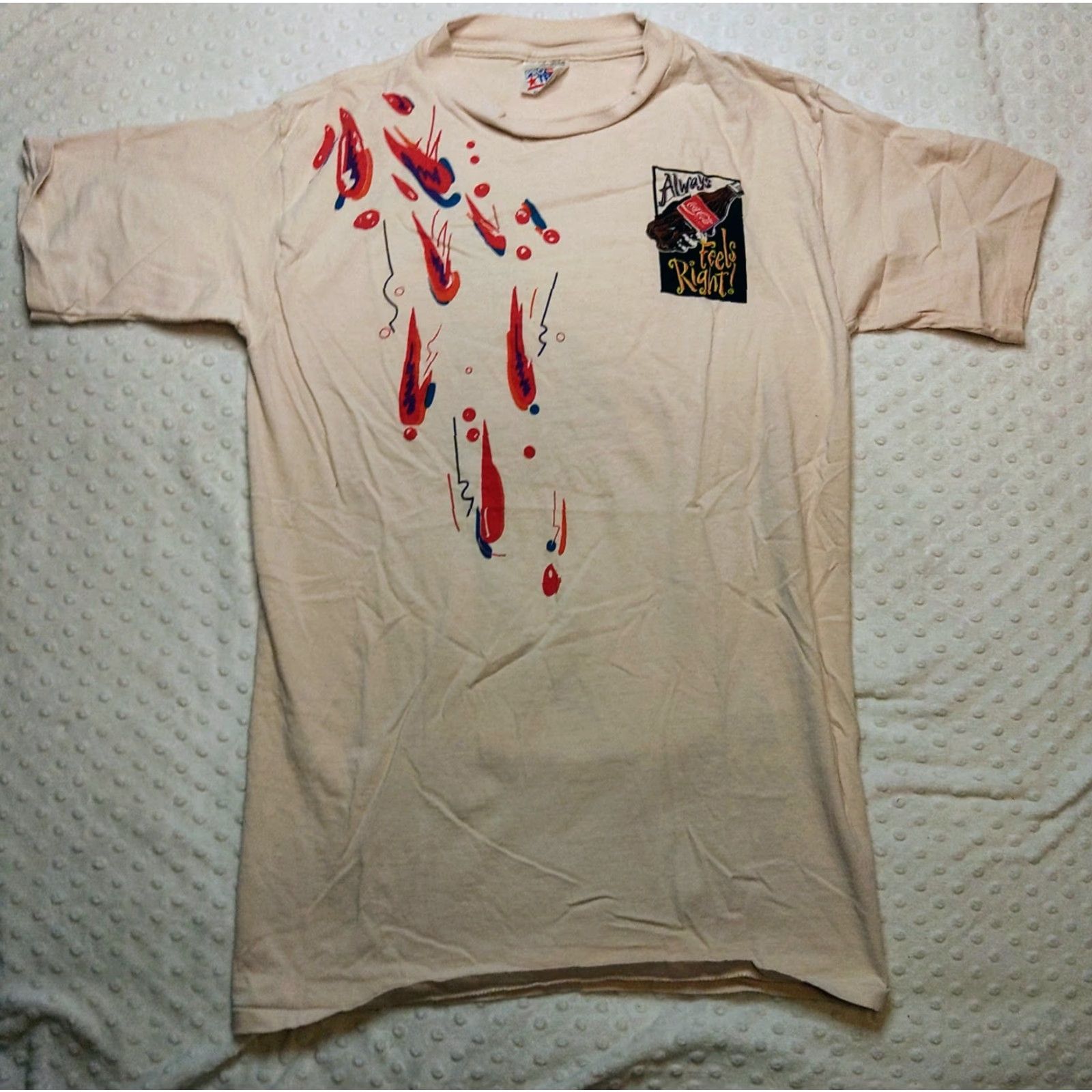 Vintage VINTAGE Coca-Cola Shirt Coca-Cola Logo AOP Double-Sided Crew Neck Short Sleeve Size Large Men T-Shirt 90s 80s USA White Cotton Knit 1990-1999 Mens Size US L / EU 52-54 / 3 - 2 Thumbnail