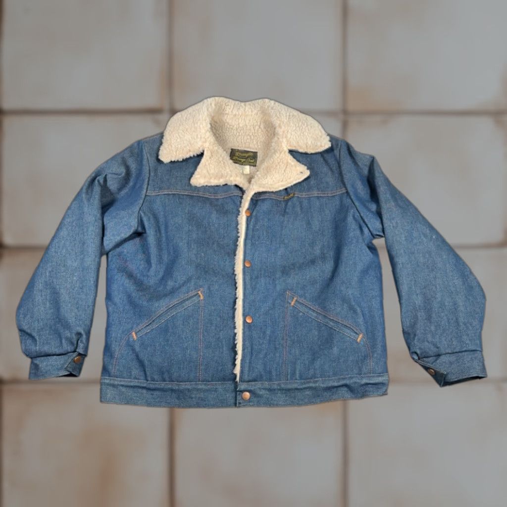 Wrangler VINTAGE Wrangler Jacket Adult XL Blue Denim Sherpa Coat 70s USA Size US XL / EU 56 / 4 - 1 Thumbnail