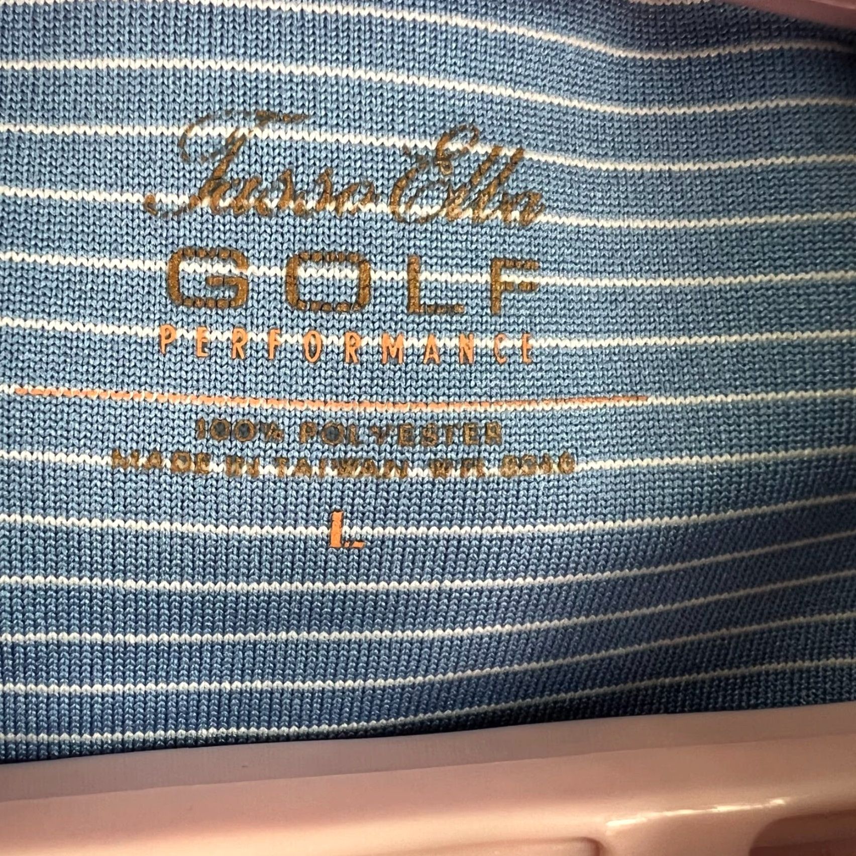 Tasso Elba Tasso Elba Polo Shirt Mens L Striped Blue Golf Performance Short Sleeve Regular Fit Shirt Size US L / EU 52-54 / 3 - 5 Thumbnail