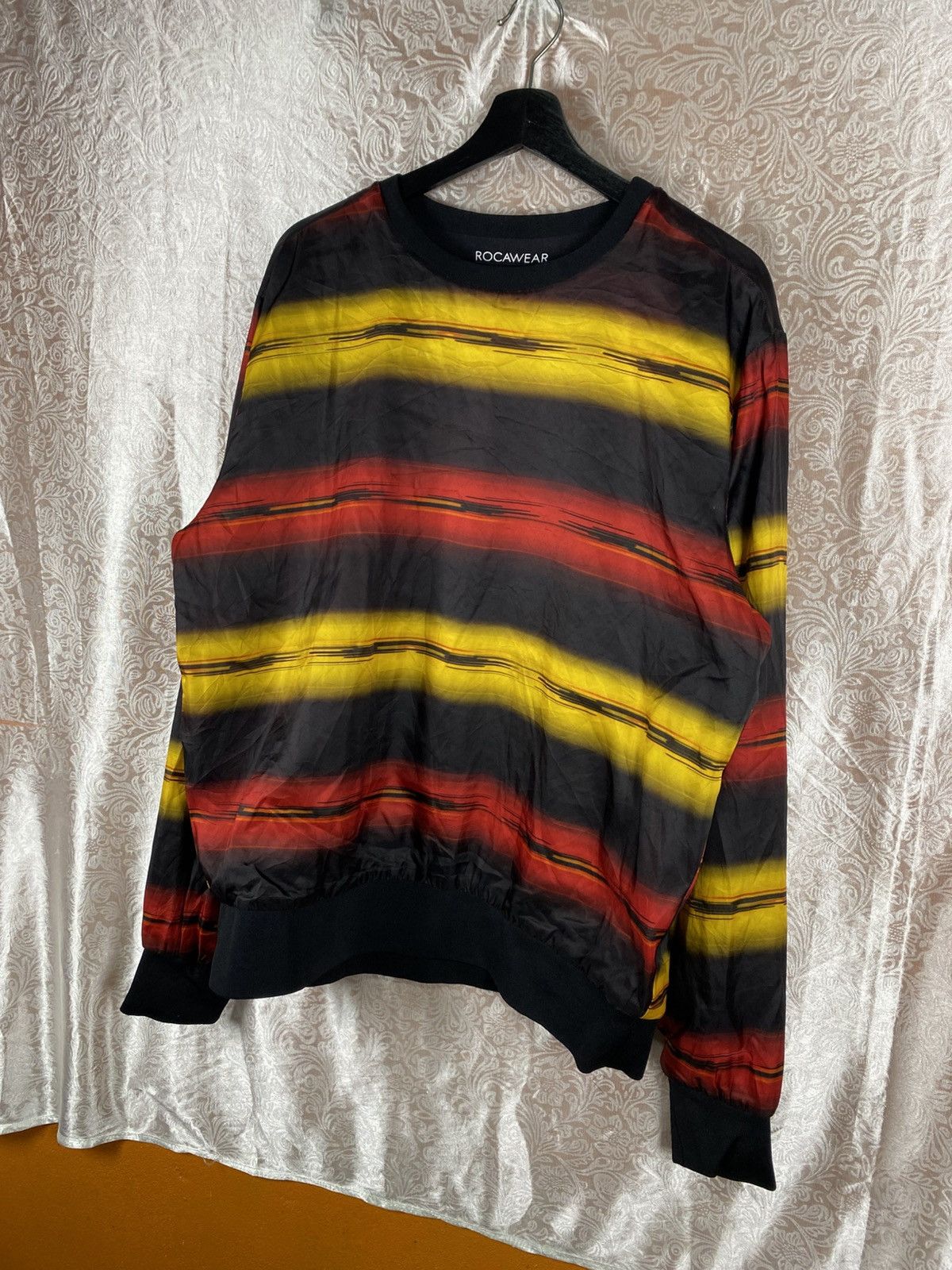 Rocawear Vintage Rocawear Striped Crewneck Black Red Yellow Size US L / EU 52-54 / 3 - 4 Thumbnail