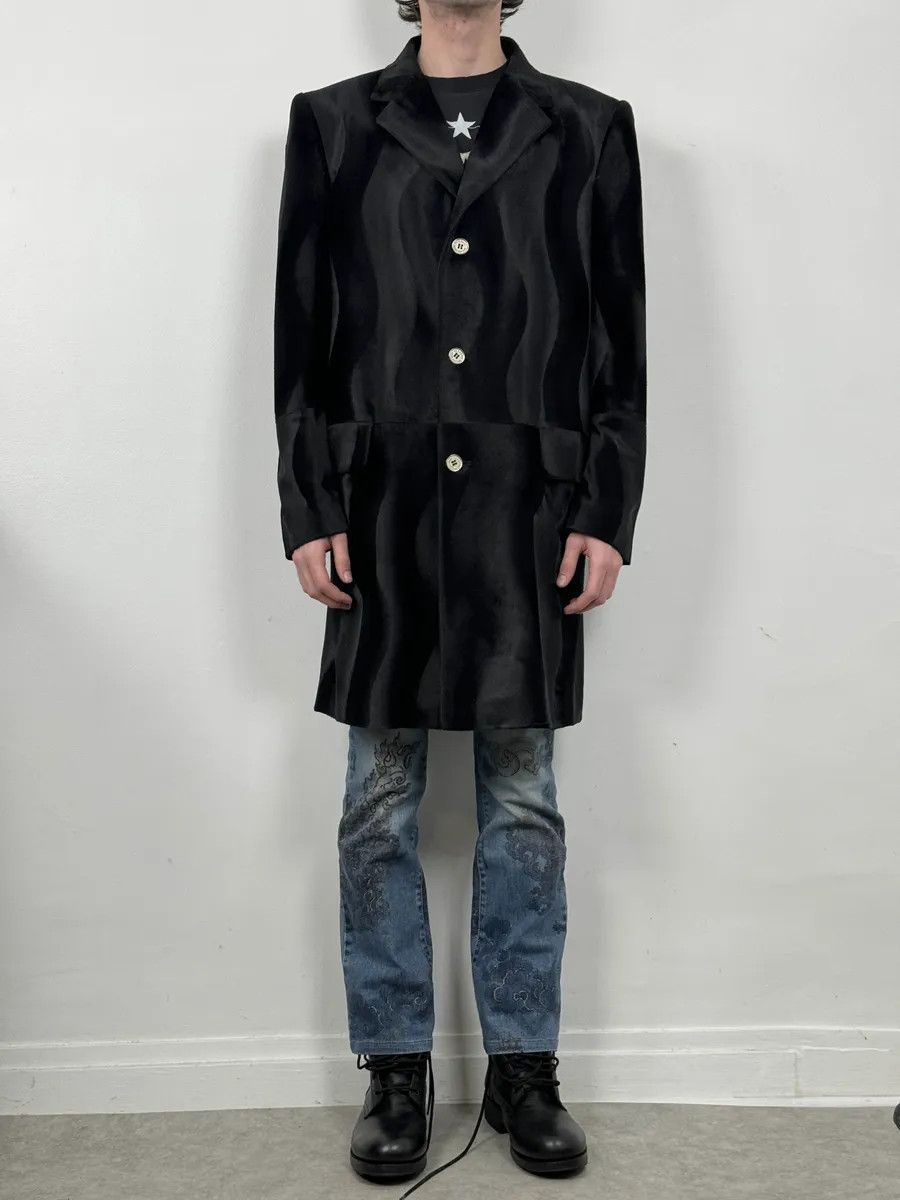 Versace 2000s Versace Faux Fur Black Imperial Trench Coat Size US M / EU 48-50 / 2 - 3 Thumbnail