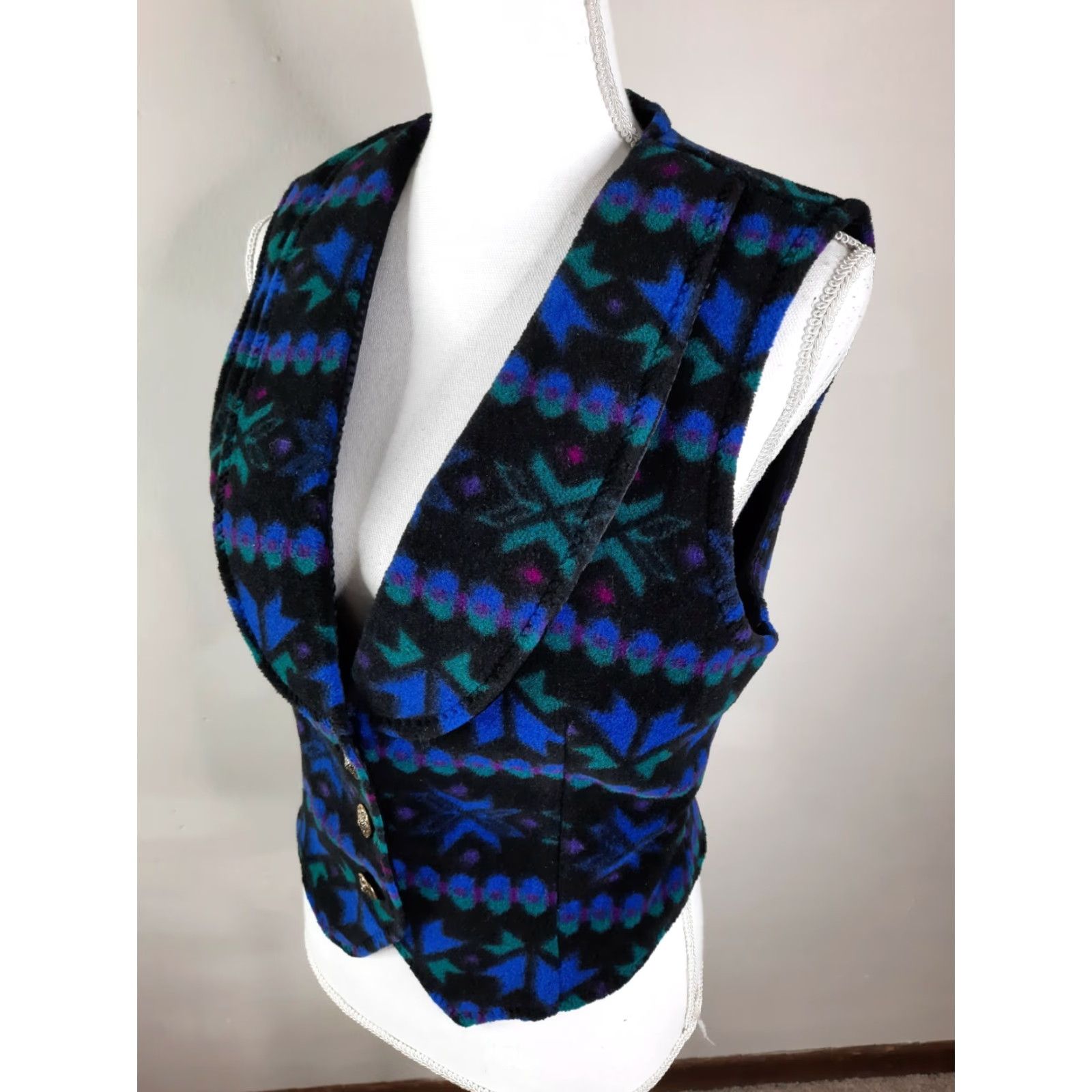 Vintage VINTAGE Faire Isle Fleece Vest Women's Small Black Size S / US 4 / IT 40 - 2 Thumbnail