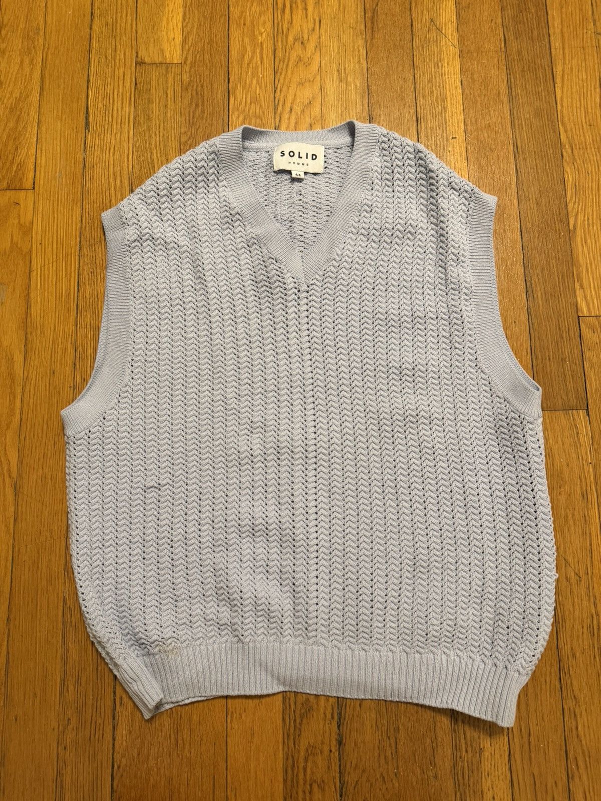 Solid Homme Solid Homme SS23 Digital Lavender Open Knit Sweater Vest Size US S / EU 44-46 / 1 - 2 Thumbnail