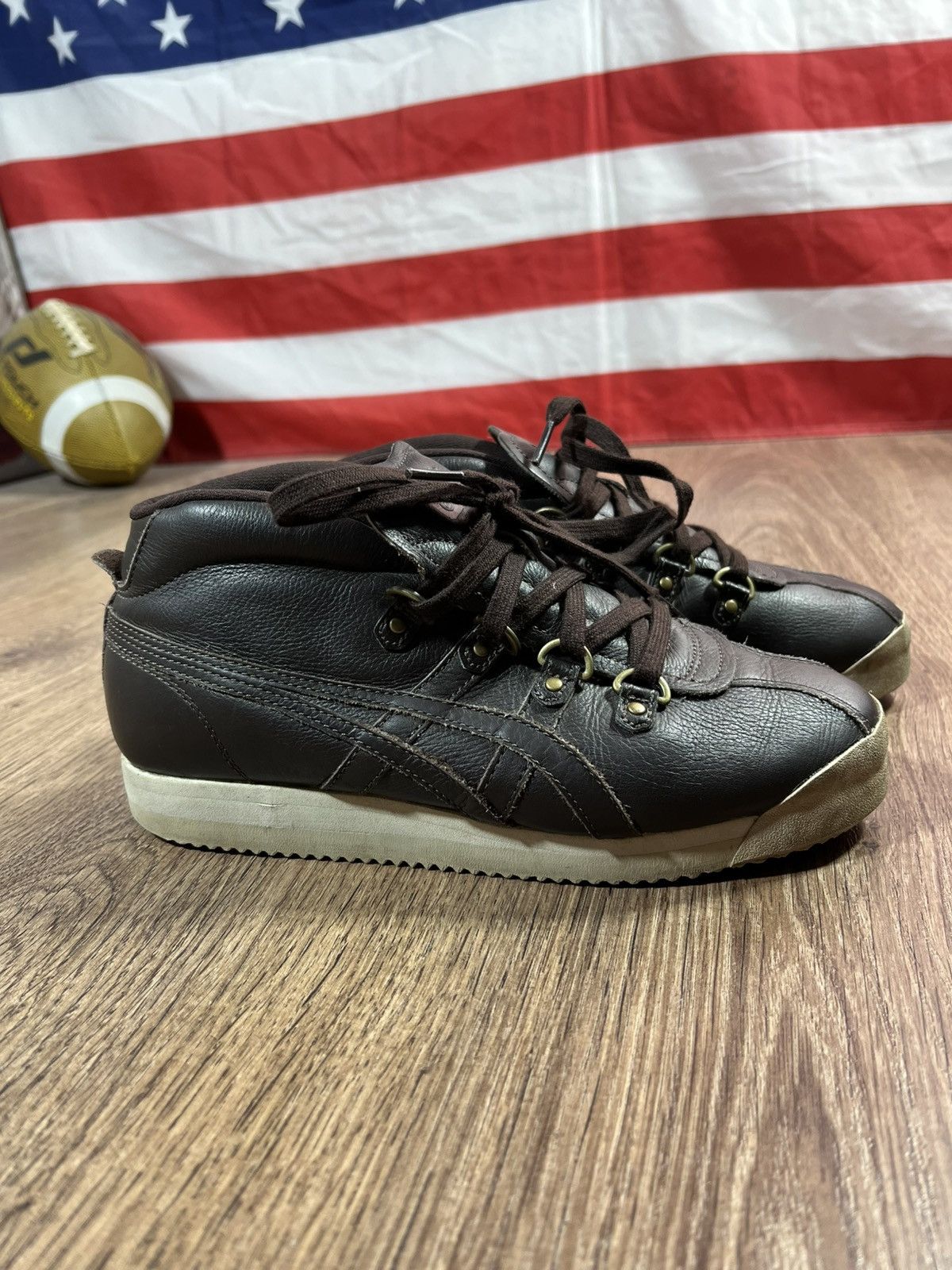 Onitsuka Tiger Vintage Asics Onitsuka Tiger Leather Brown Shoes Size US 4.5 / IT 34.5 - 1 Thumbnail