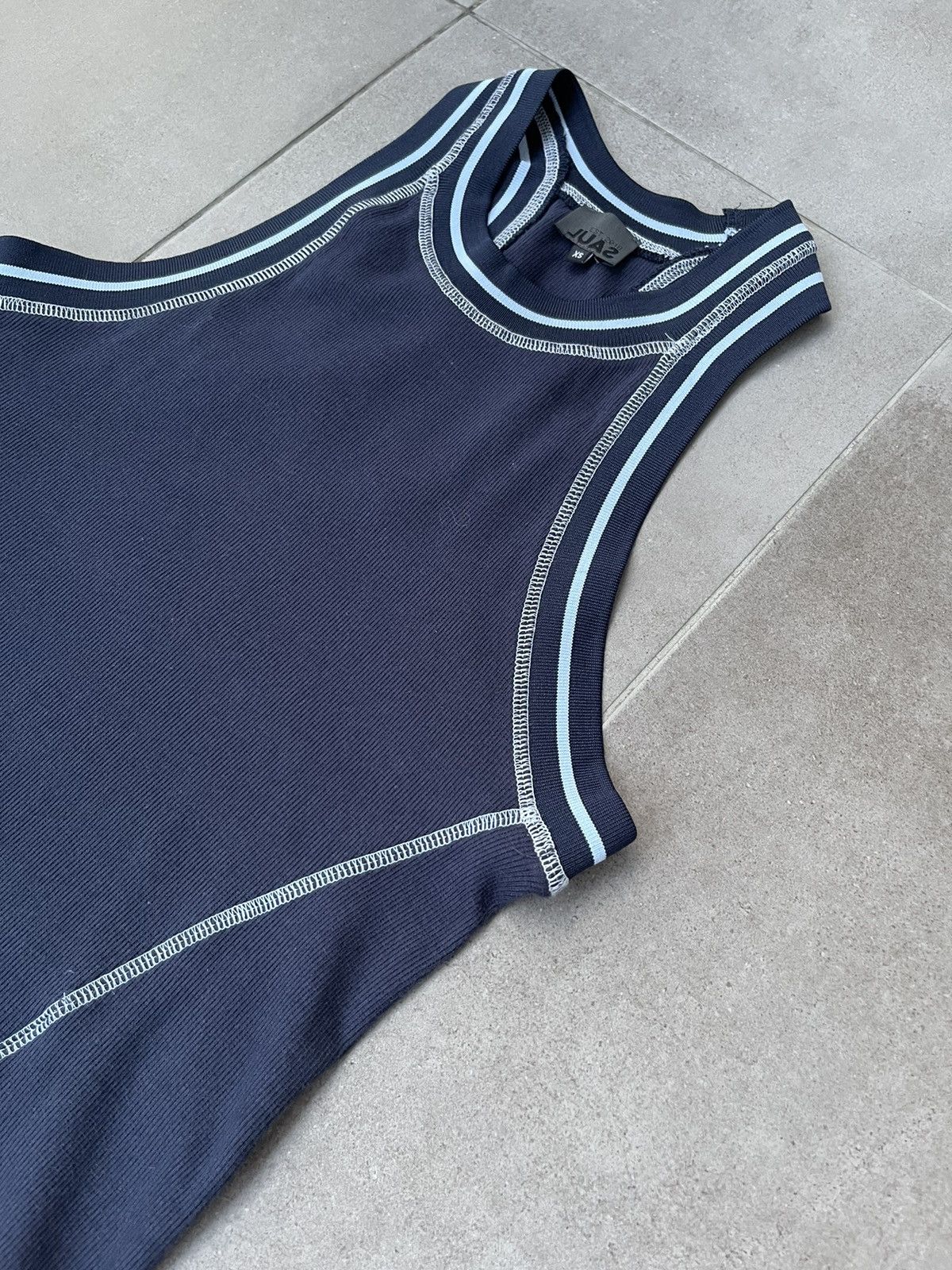 Saul Nash !DS! SS23 Saul Nash Navy Overlock Stitch Tank Top Size US XS / EU 42 / 0 - 11 Thumbnail