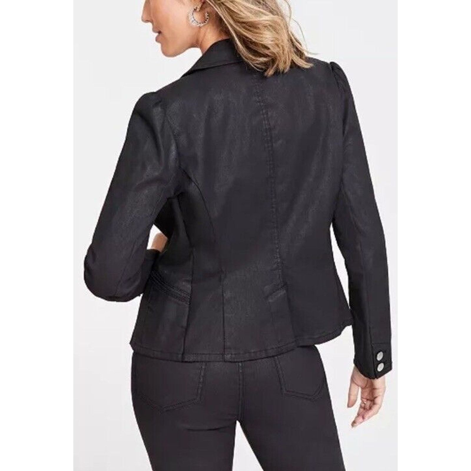 I.N.C INC Concepts Puff-Sleeve Coated Denim Blazer Black k L Size L / US 10 / IT 46 - 4 Thumbnail