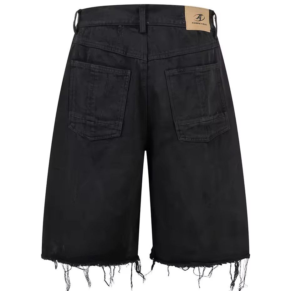 Jean Camouflage Patchwork Hole Vintage Black Shorts Jorts Size US 30 / EU 46 - 2 Thumbnail