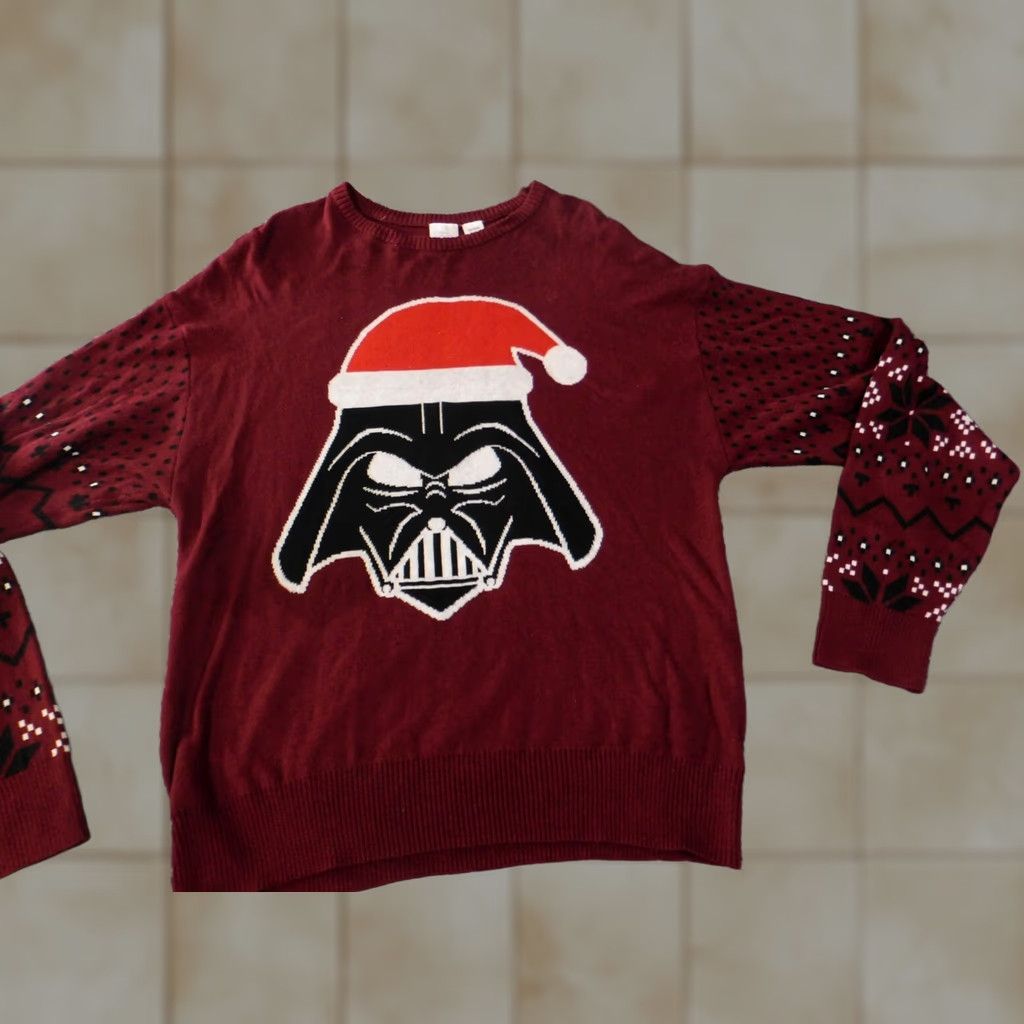 Disney Disney Star Wars Sweater Mens M Red Christmas Pullover Crew Neck Raglan Sleeve Knit Lightweight Holiday VINTAGE? Size M / US 6-8 / IT 42-44 - 1 Thumbnail