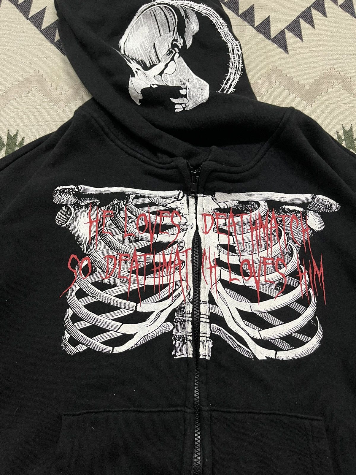 If Six Was Nine 00s IFSIXWASNINE STYLE BLACK GOTHIC SKELETON ZIP UP HOODIE Size US L / EU 52-54 / 3 - 6 Thumbnail