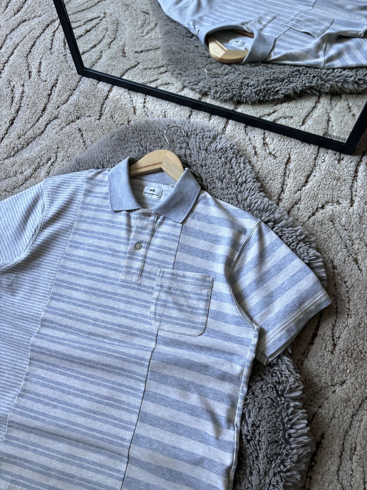 Engineered Garments × Japanese Brand × Uniqlo Engineered Garments x Uniqlo polo Cut & Sewn grey tee Size US S / EU 44-46 / 1 - 4 Thumbnail
