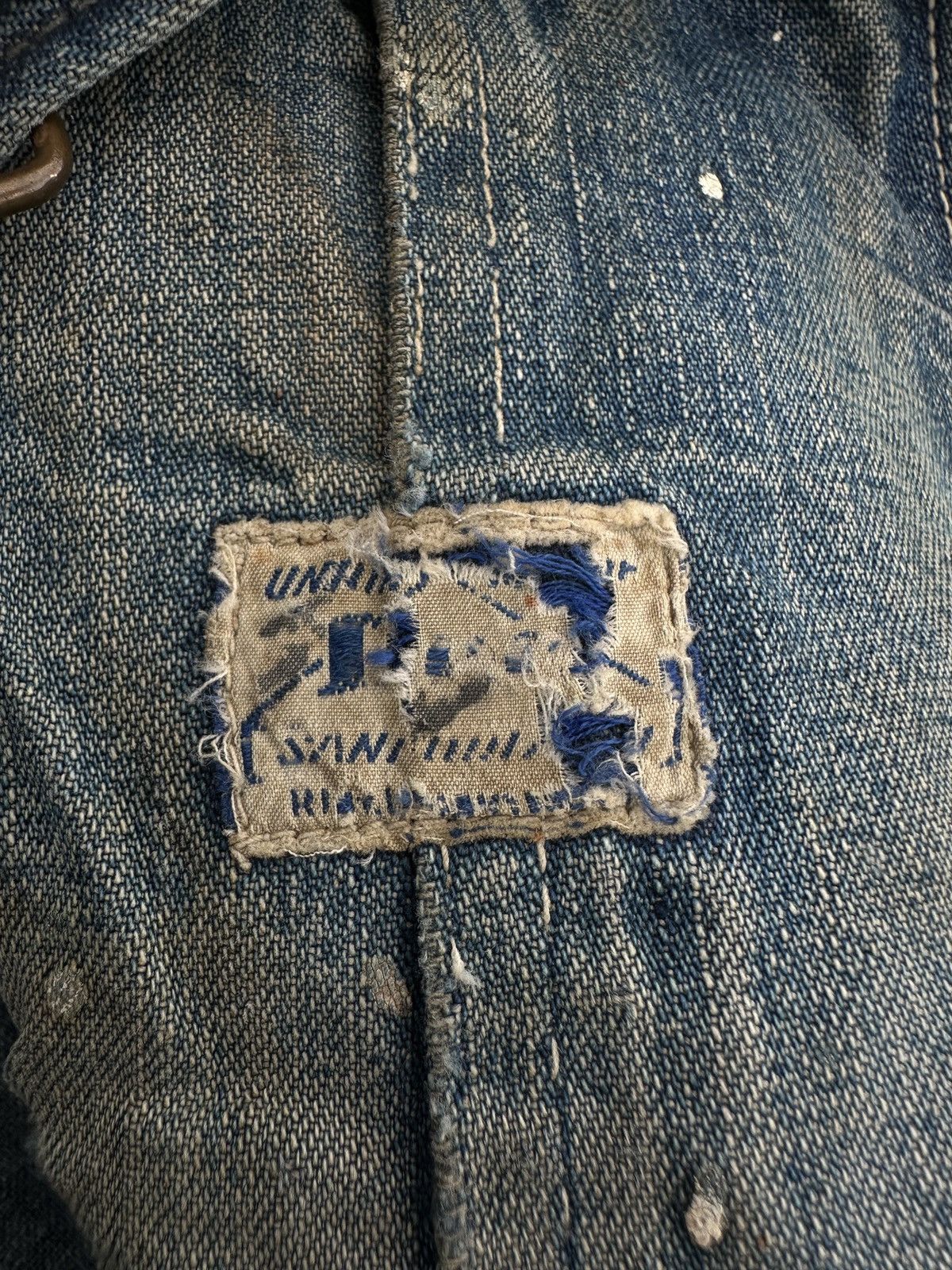 Lee 40s Trashed Union Sanforized Jelt Denim patchwork farmer bib Size US 38 / EU 54 - 14 Thumbnail