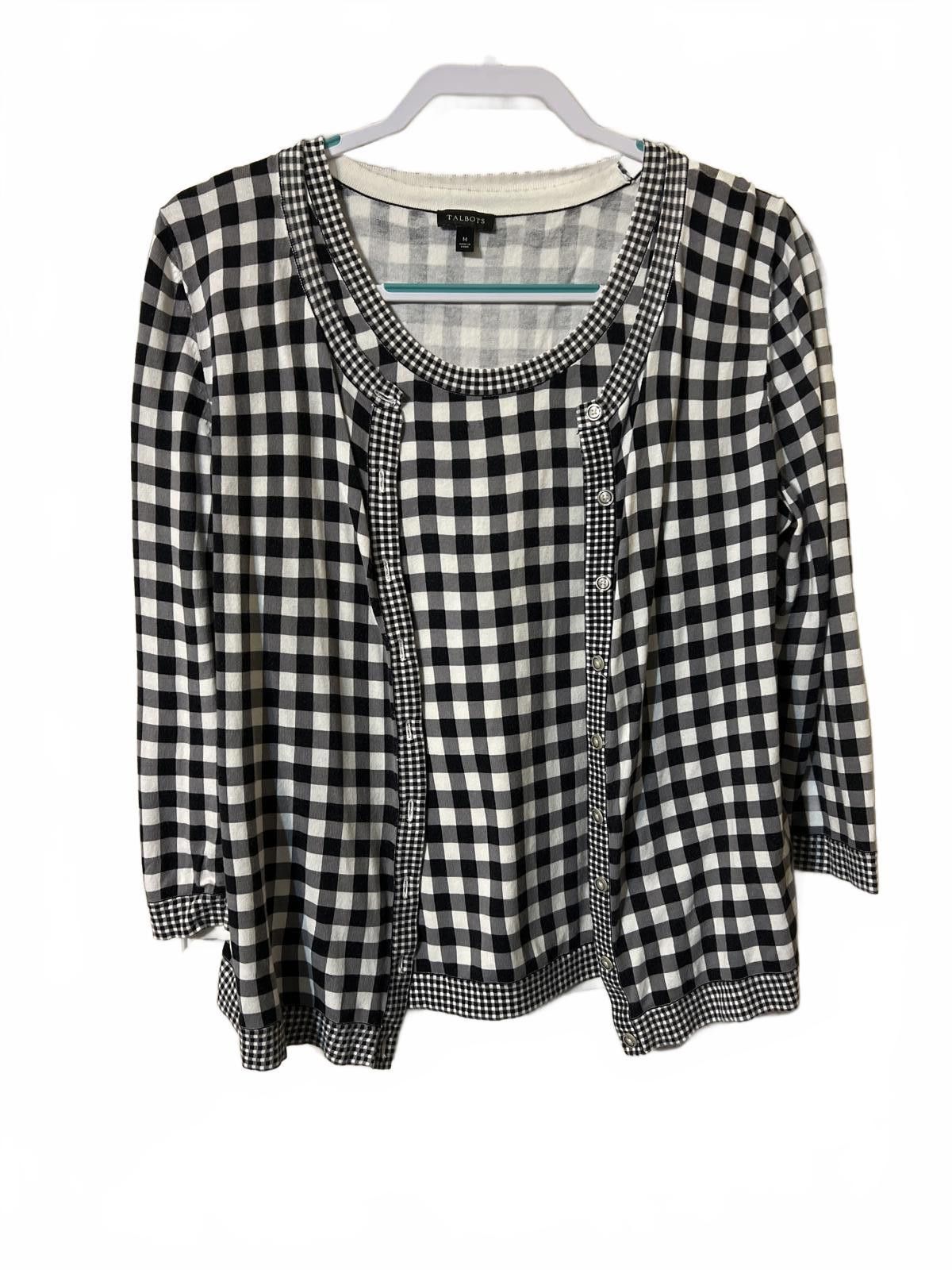 Other Talbots Black White Gingham Cardigan & Tank Coastal Grandma Size M / US 6-8 / IT 42-44 - 2 Thumbnail