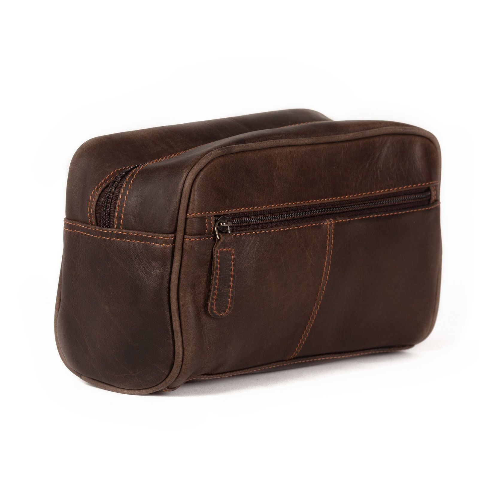 Handmade Men's New Leather Toiletry Bag Brown Size ONE SIZE - 4 Thumbnail