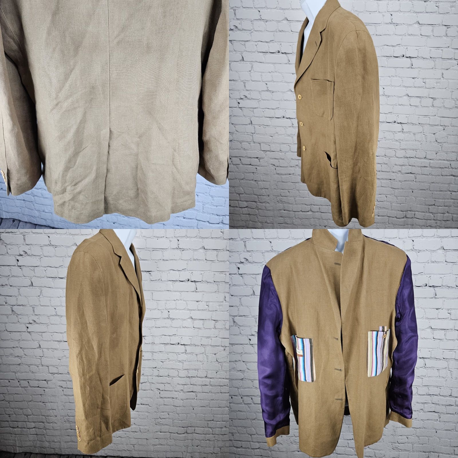 Vintage VINTAGE Barry Bricken Weekend Brown 100% Linen Sport Coat 42R Blazer Notch Lapel 3-Button Vented Shirt Jacket Mens Size 42R - 8 Thumbnail