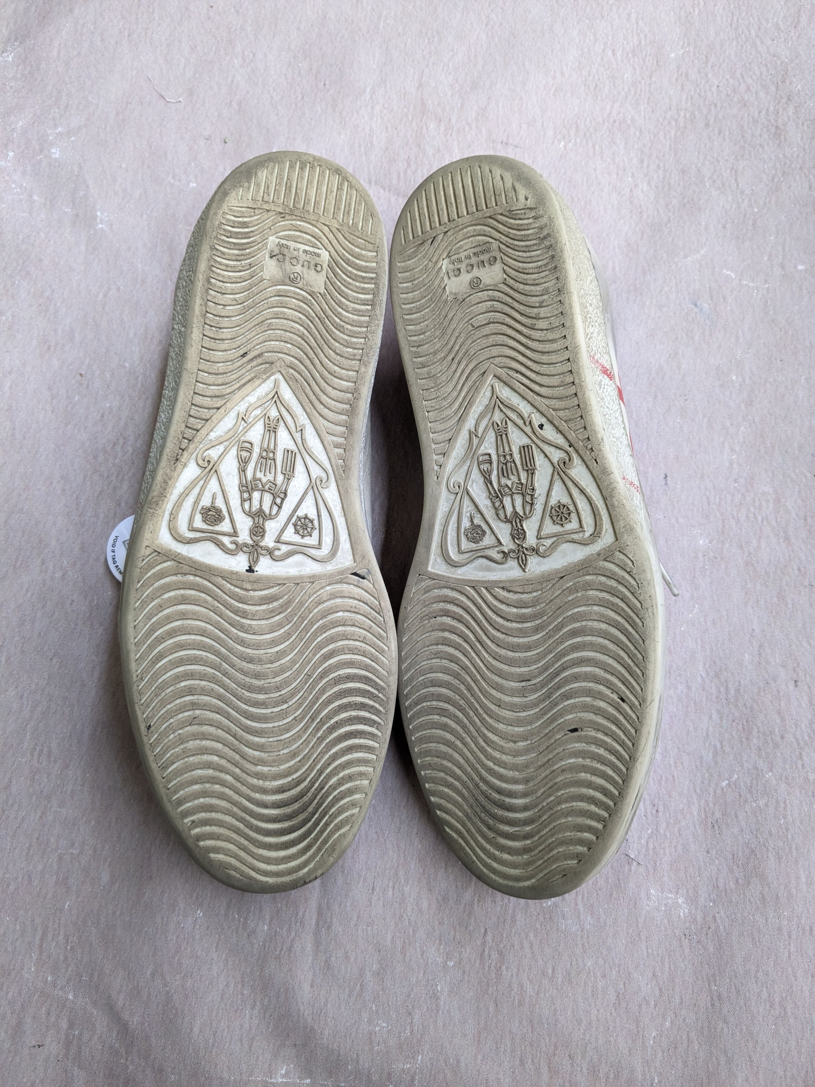 Gucci Gucci Ace Sneakers White 8.5 Distressed Low Tops Leather Size US 8.5 / EU 41-42 - 16 Thumbnail