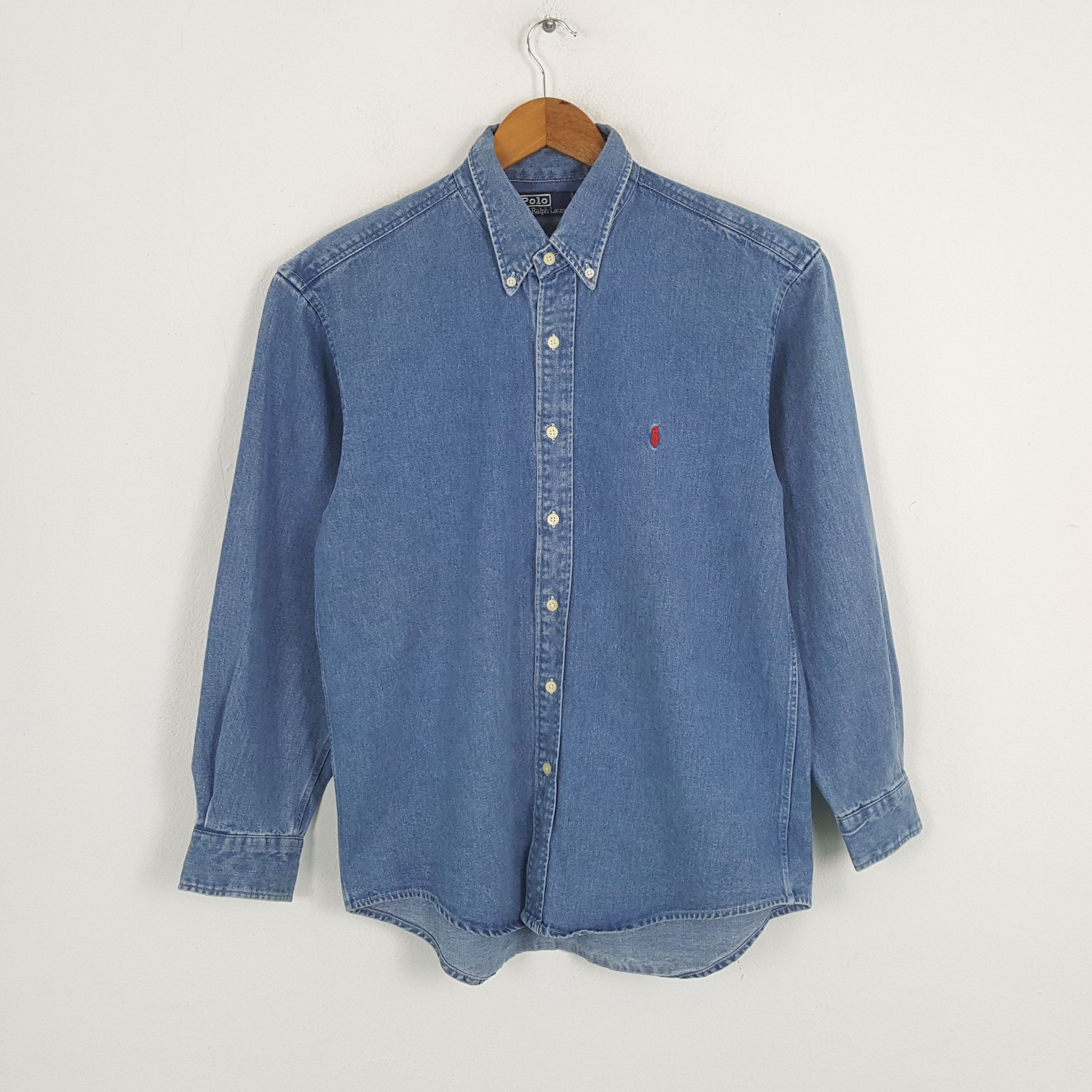 Polo Ralph Lauren × Vintage Vintage POLO by RALPH LAUREN Small Pony Design Denim Shirts Size US L / EU 52-54 / 3 - 1 Thumbnail