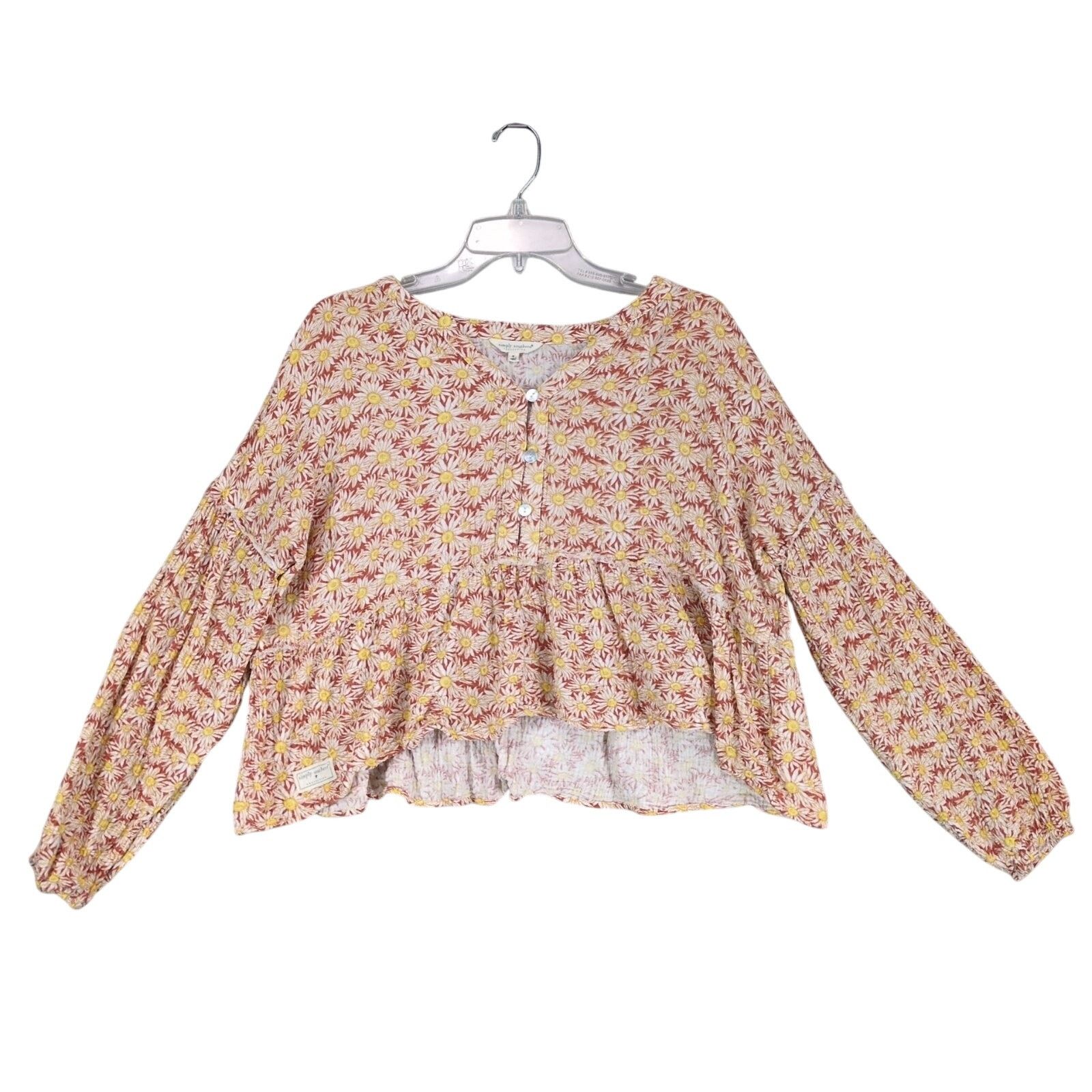 Other Simply Southern Size L Daisy Oversized Puff Sleeve Crop Top Size L / US 10 / IT 46 - 1 Thumbnail