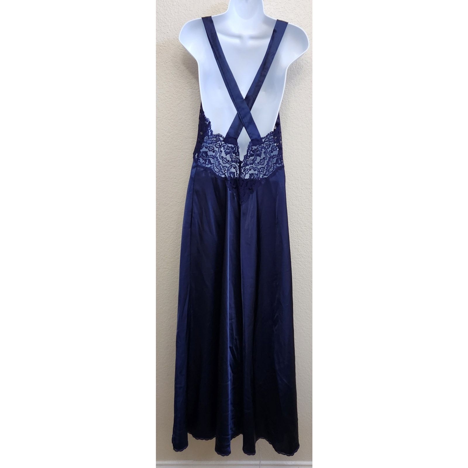 Other Vintage Navy Blue Lace Bodice Crisscross Back Straps Large Size ONE SIZE - 3 Thumbnail