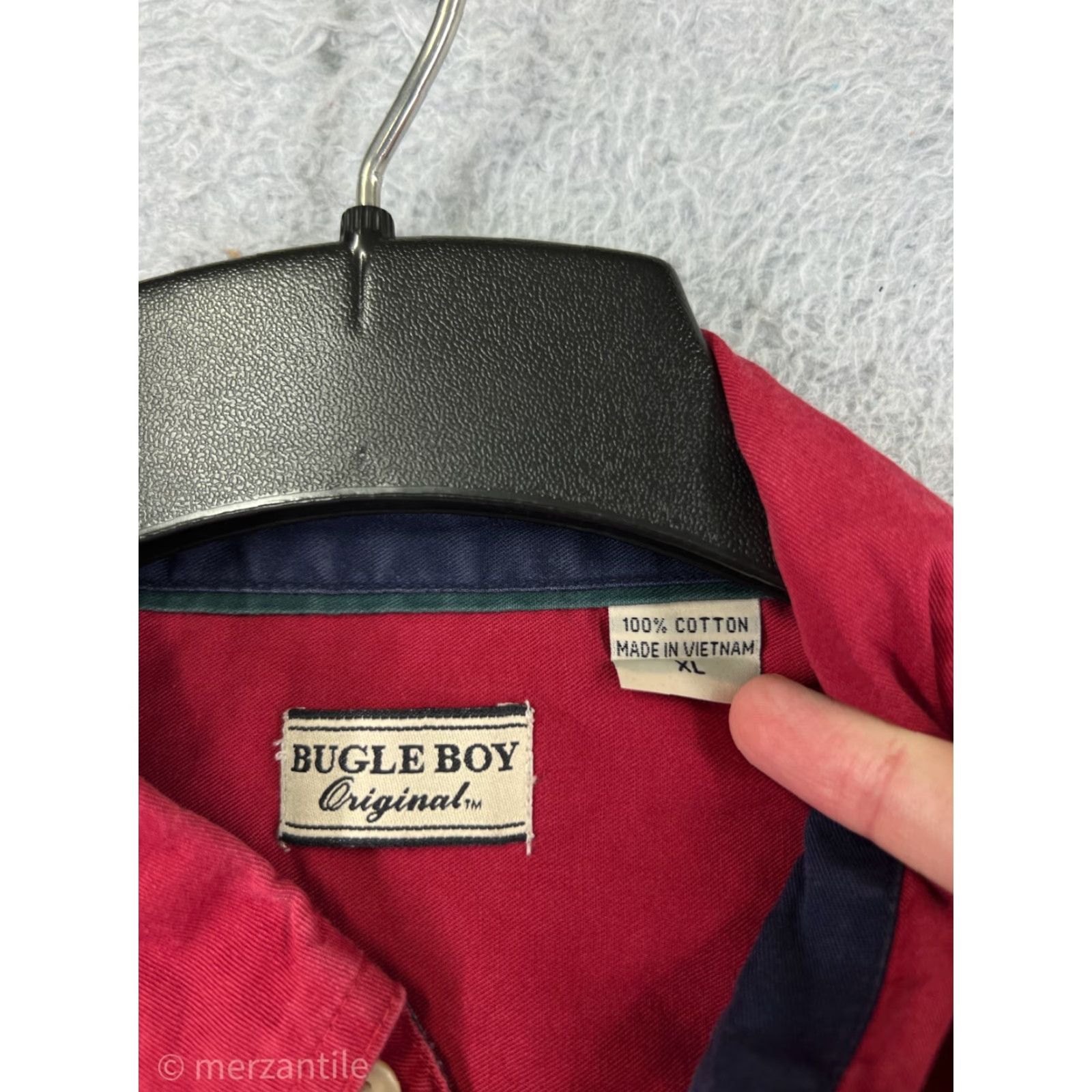 Bugle Boy VINTAGE Bugle Boy Shirt Mens XL Red 90s Cotton Twill Button-Up Long Sleeve Size US XL / EU 56 / 4 - 3 Thumbnail