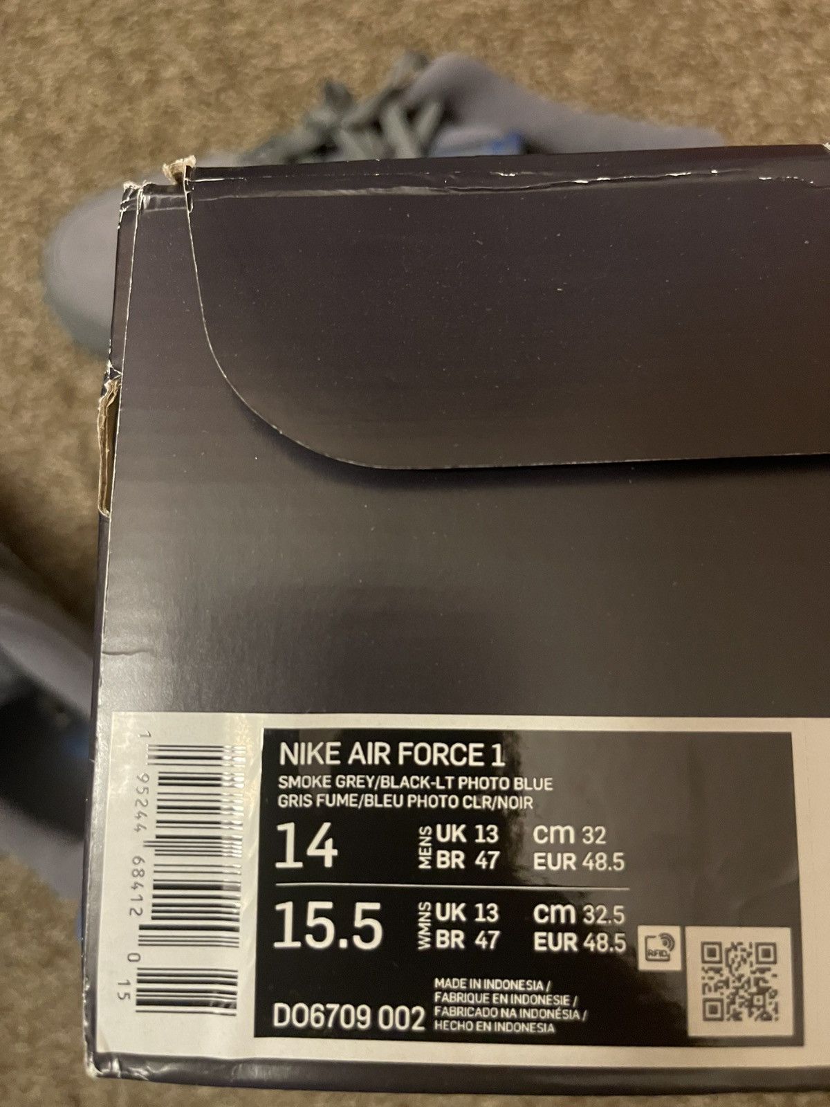 Nike *New* Nike Air Force 1 Cut Out Swoosh Grey Size US 14 / EU 47 - 8 Thumbnail