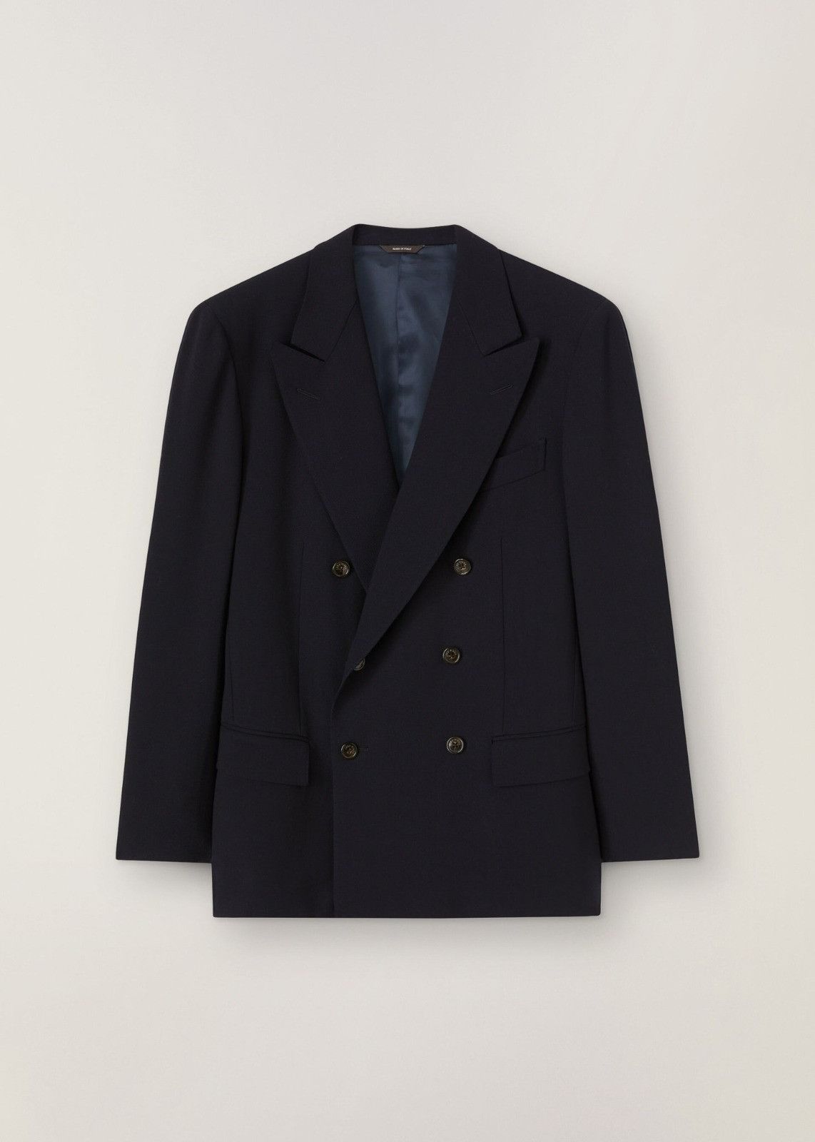 image of Loro Piana O1Loc1C0124 Double-Breasted Jacket In Navy Blue, Men's (Size XL)