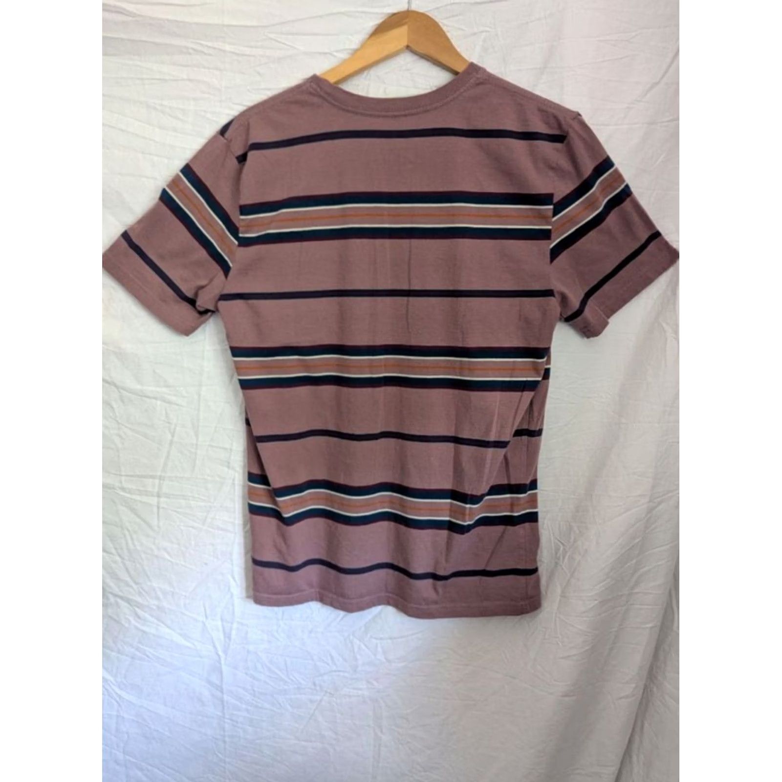 Brixton Brixton Striped T-Shirt Mauve Purple Short Sleeve Logo Tee Mens M Size US M / EU 48-50 / 2 - 2 Thumbnail