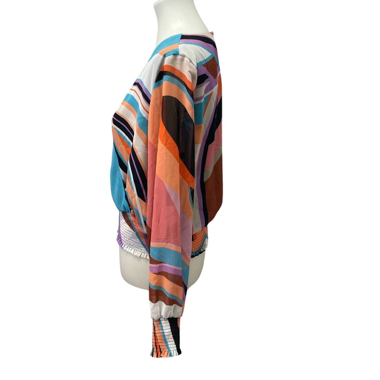 Bar III Bar III Womens Medium Gathered Waist Mod Stripe Top Size M / US 6-8 / IT 42-44 - 4 Thumbnail