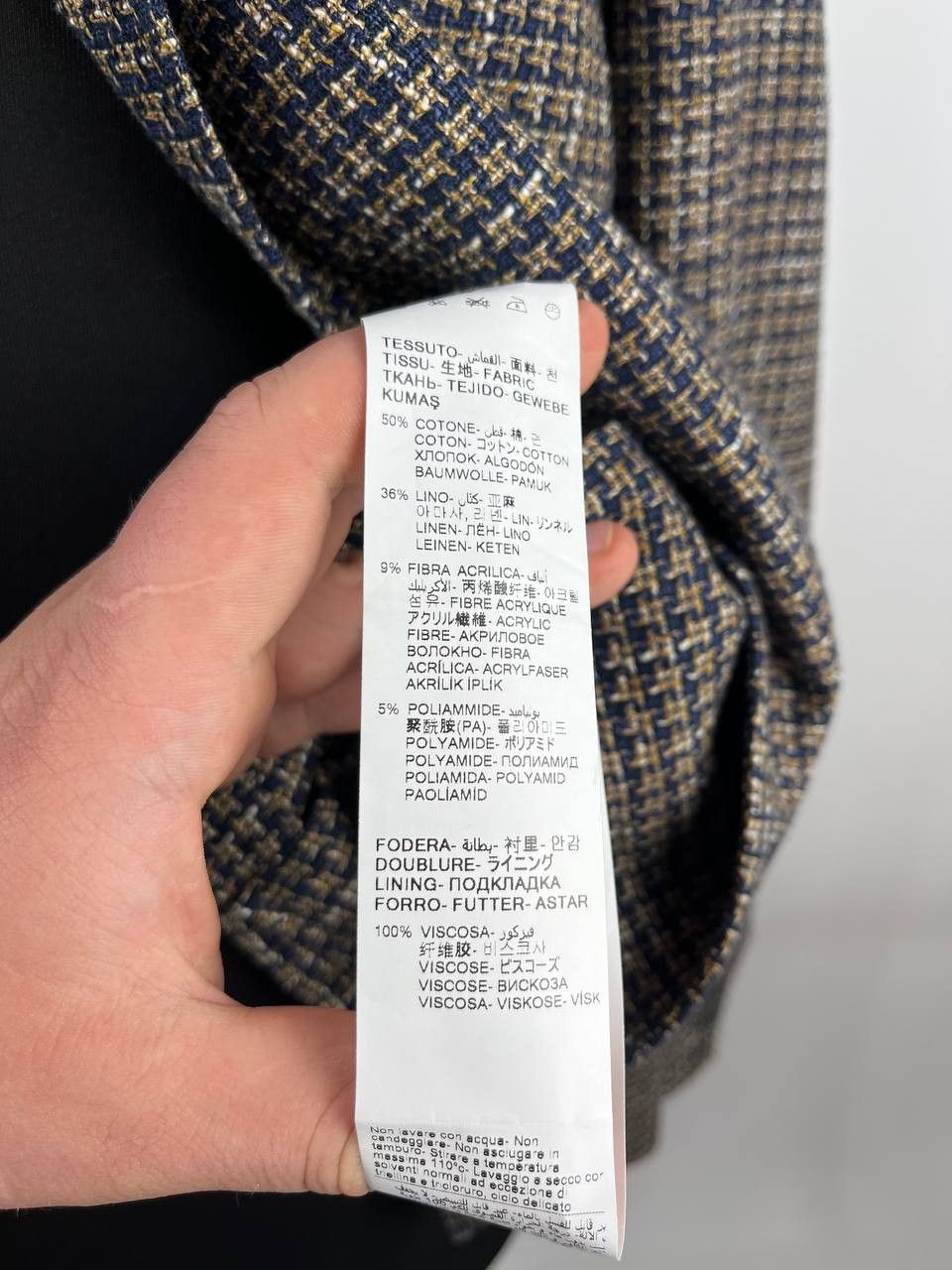 Paoloni Paoloni Italy Men's Cotton Linen Houndstooth Blazer Size 54 Size US XL / EU 56 / 4 - 11 Thumbnail