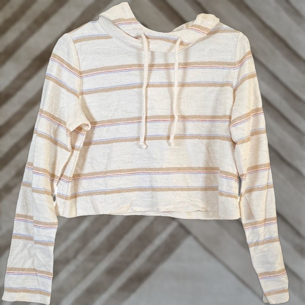 Lou & Grey Lou & Grey Womens Sweatshirt Multicolor Striped Cropped Long Sleeve Cotton XS Hooded Pullover Casual Workwear Boho Striped Knit XS Womens Size XS / US 0-2 / IT 36-38 - 1 Thumbnail