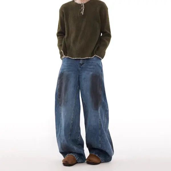 Japanese Brand VIBE Heavyweight Machete Vintage Spray Dye Relaxed Jeans Size US 34 / EU 50 - 4 Thumbnail
