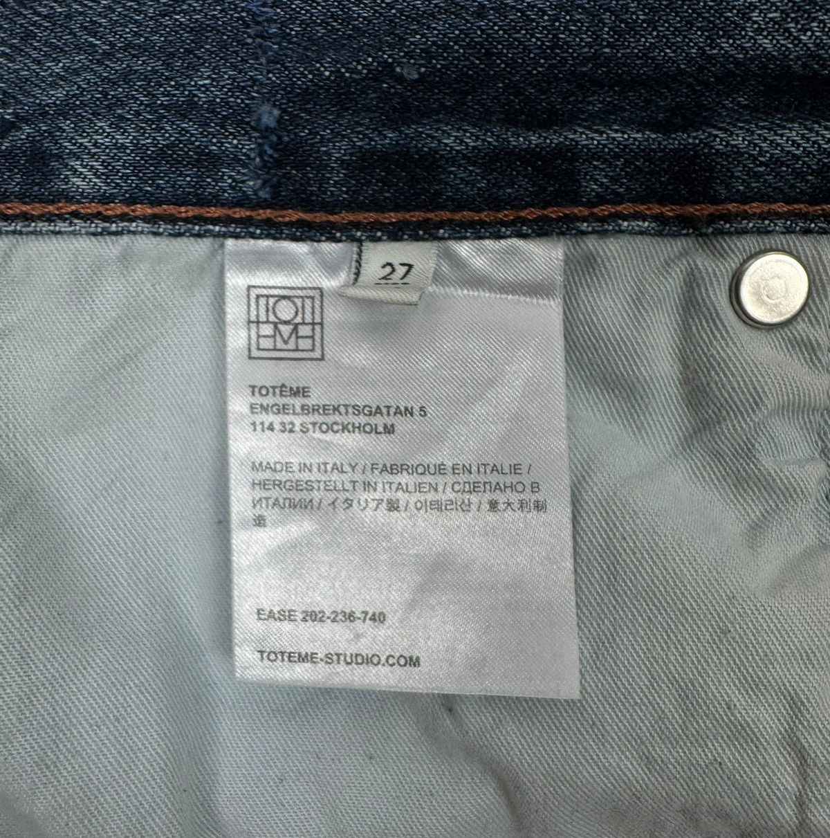 Toteme Toteme Blue Stright Jeans size 27 Leather Badge Size 27" / US 4 / IT 40 - 15 Thumbnail