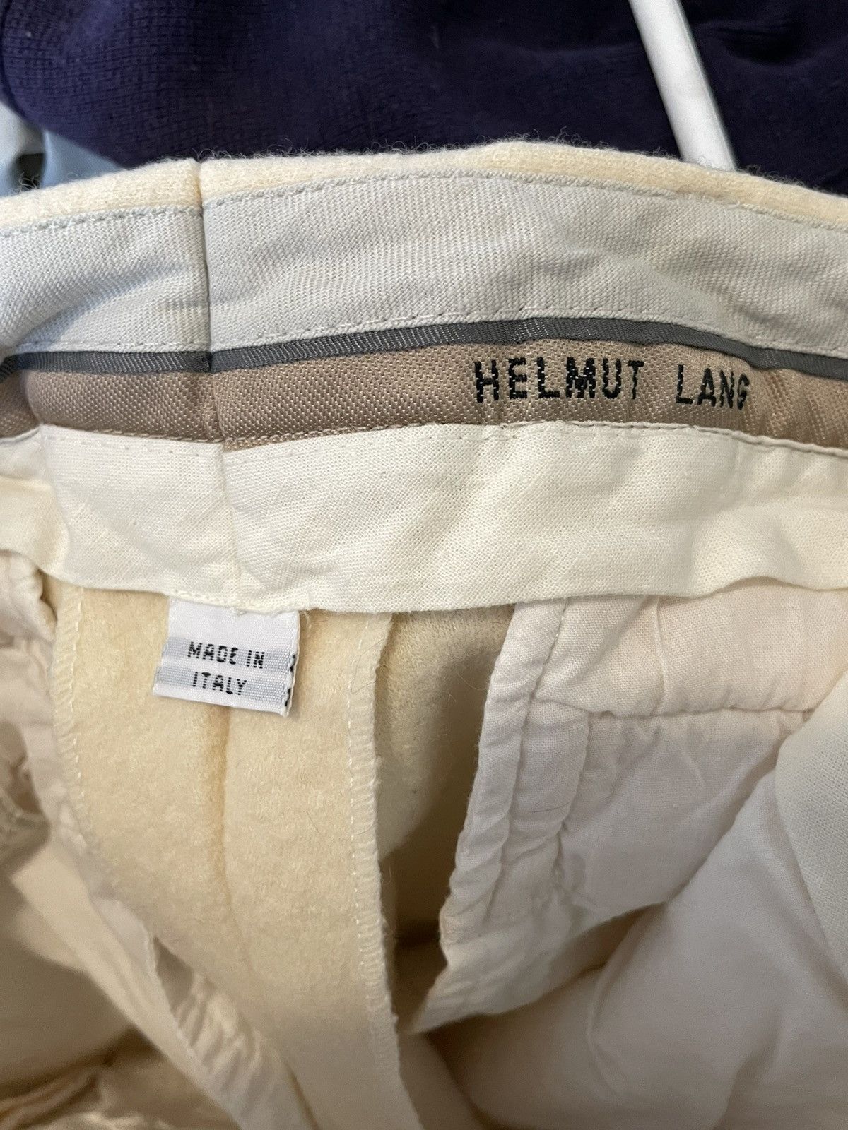 Helmut Lang 90s Cream Boiled Wool Trousers Size US 31 - 6 Thumbnail