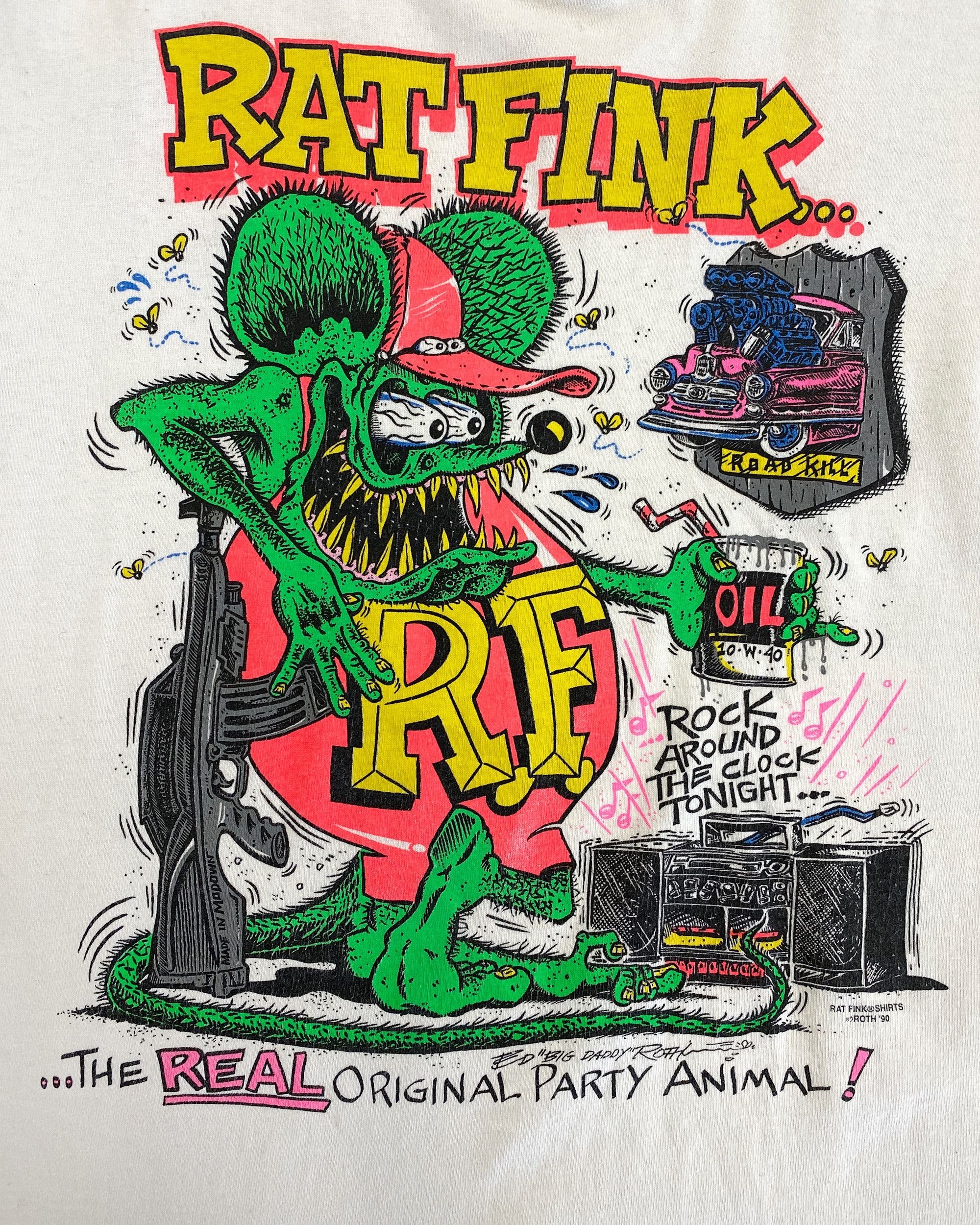 Vintage 1990 Rat Fink Ed Roth Single Stitch T-Shirt Size US M / EU 48-50 / 2 - 5 Thumbnail