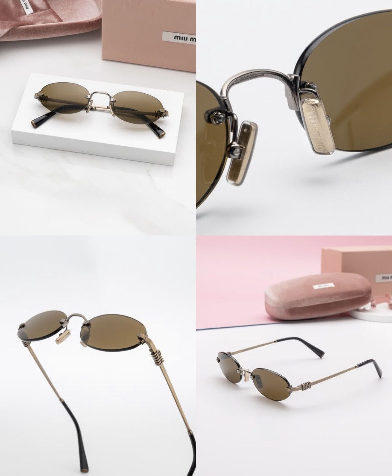 サングラス MiuMiu FW24 Miu Miu - 0MU A54S - 26C09Z (0MU A54S 26C09Z) Miu Miu Logo MU A54S Oval Sunglasses | EyeOns.com